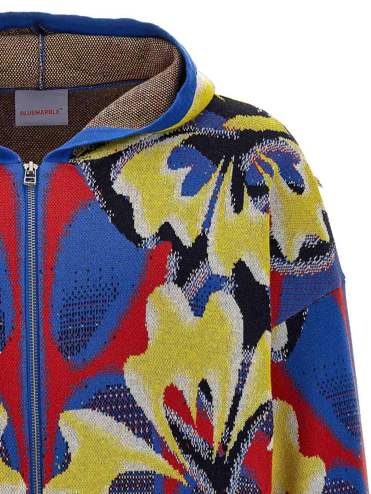 Shop Bluemarble Knit Jaquard Hoodie In Multicolour