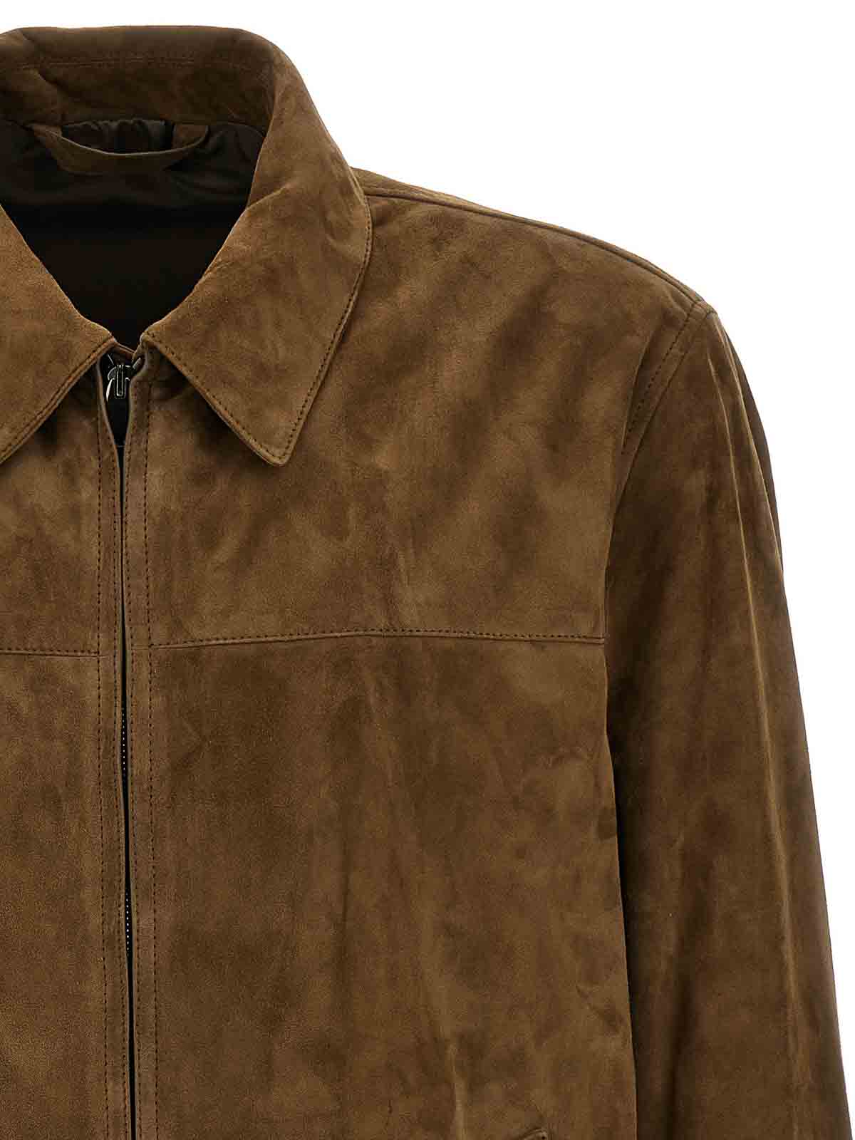 Shop Brioni Suede Blouse In Brown