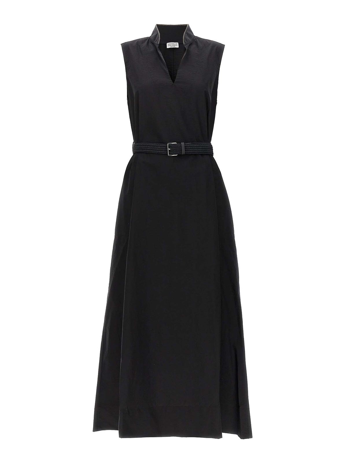 Shop Brunello Cucinelli Long Belted Dress In Black