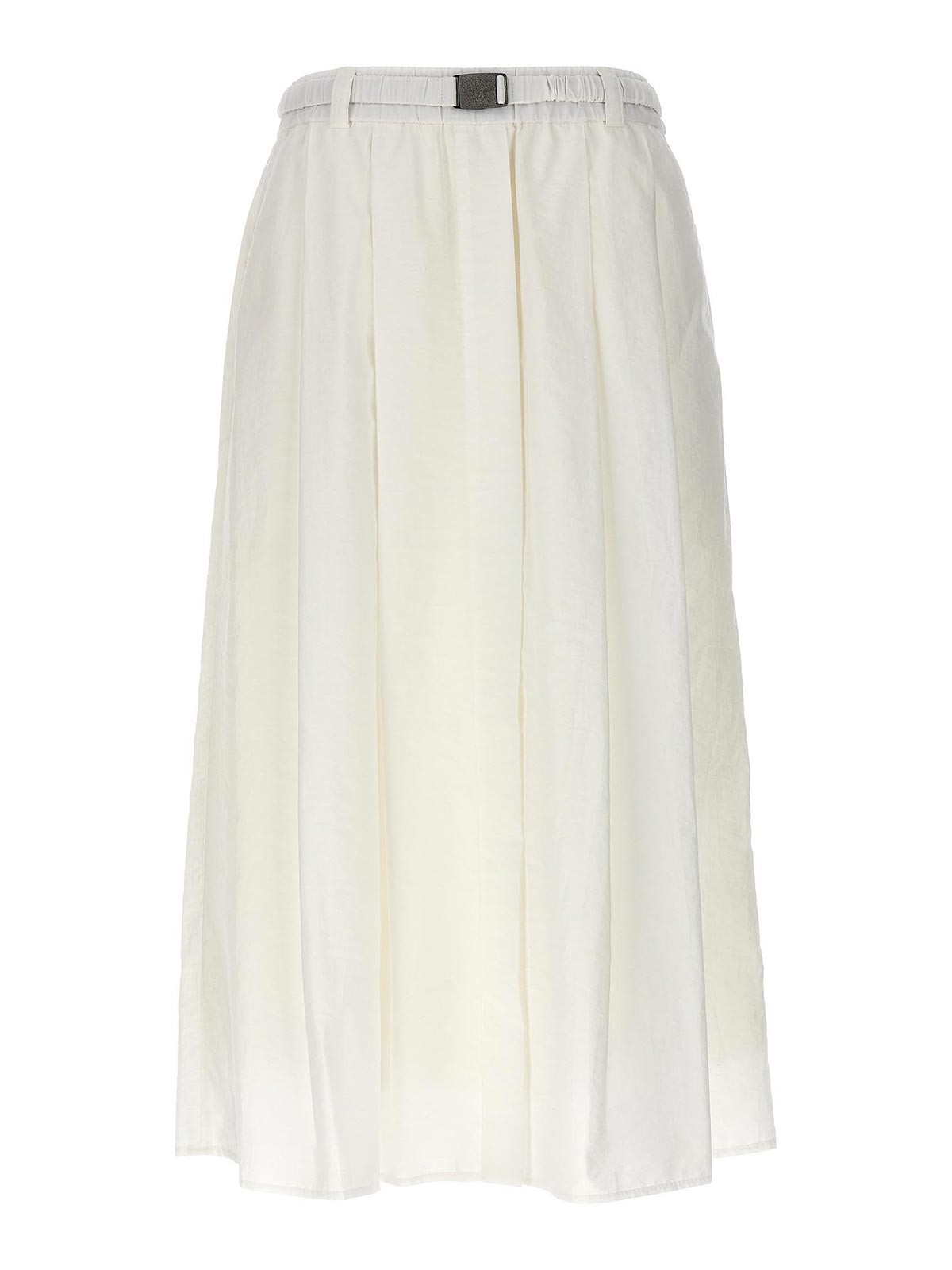 Shop Brunello Cucinelli Cotton Blend Midi Skirt In White