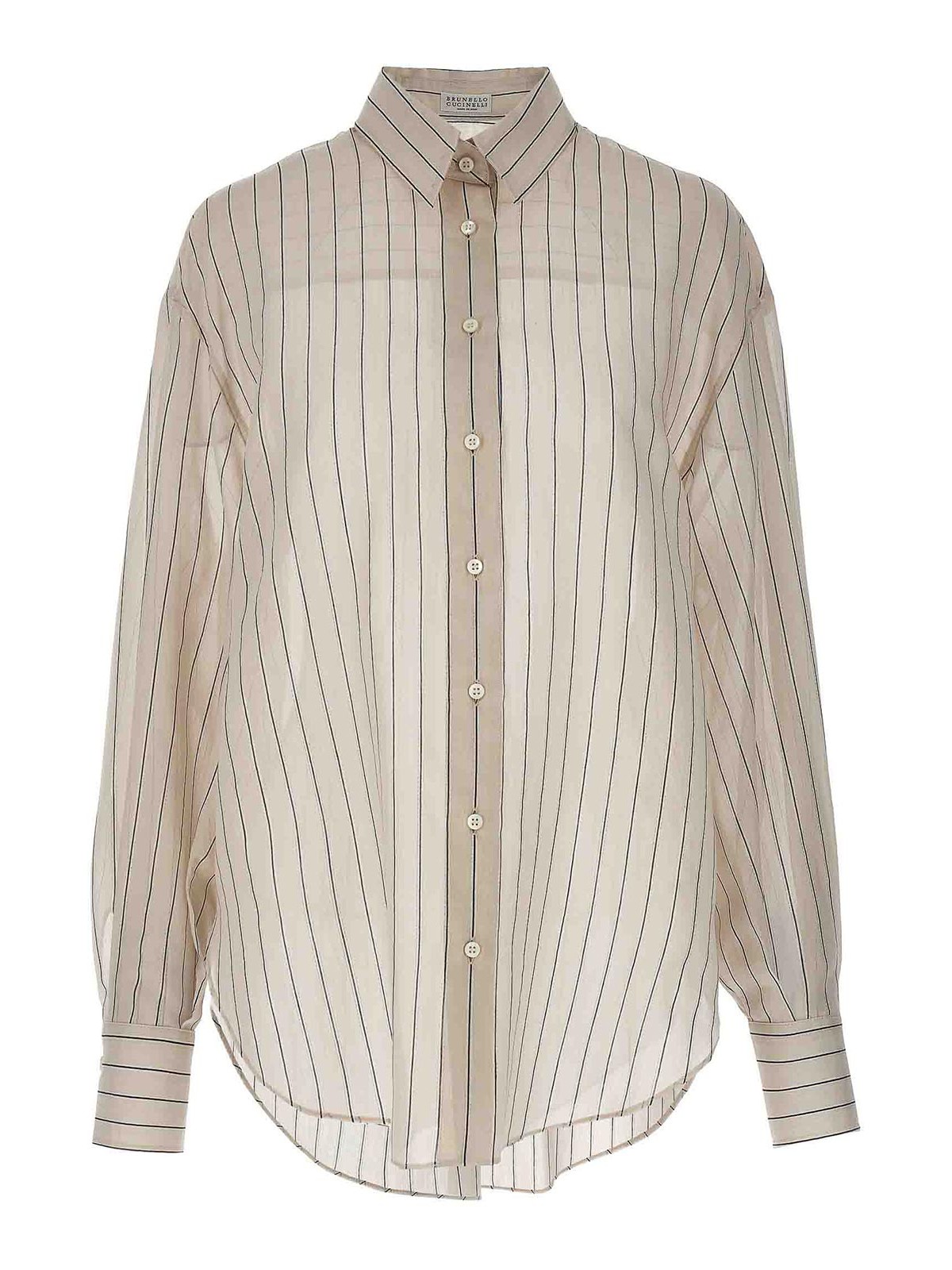 Shop Brunello Cucinelli Pinstriped Shirt In White
