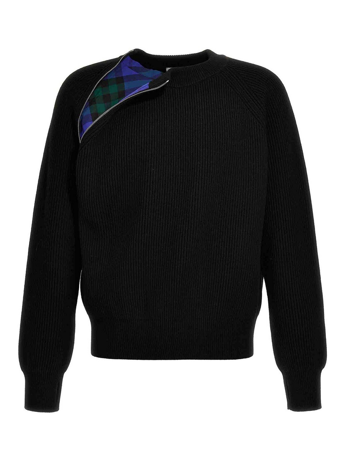Shop Burberry Zip Detail Sweater In Black