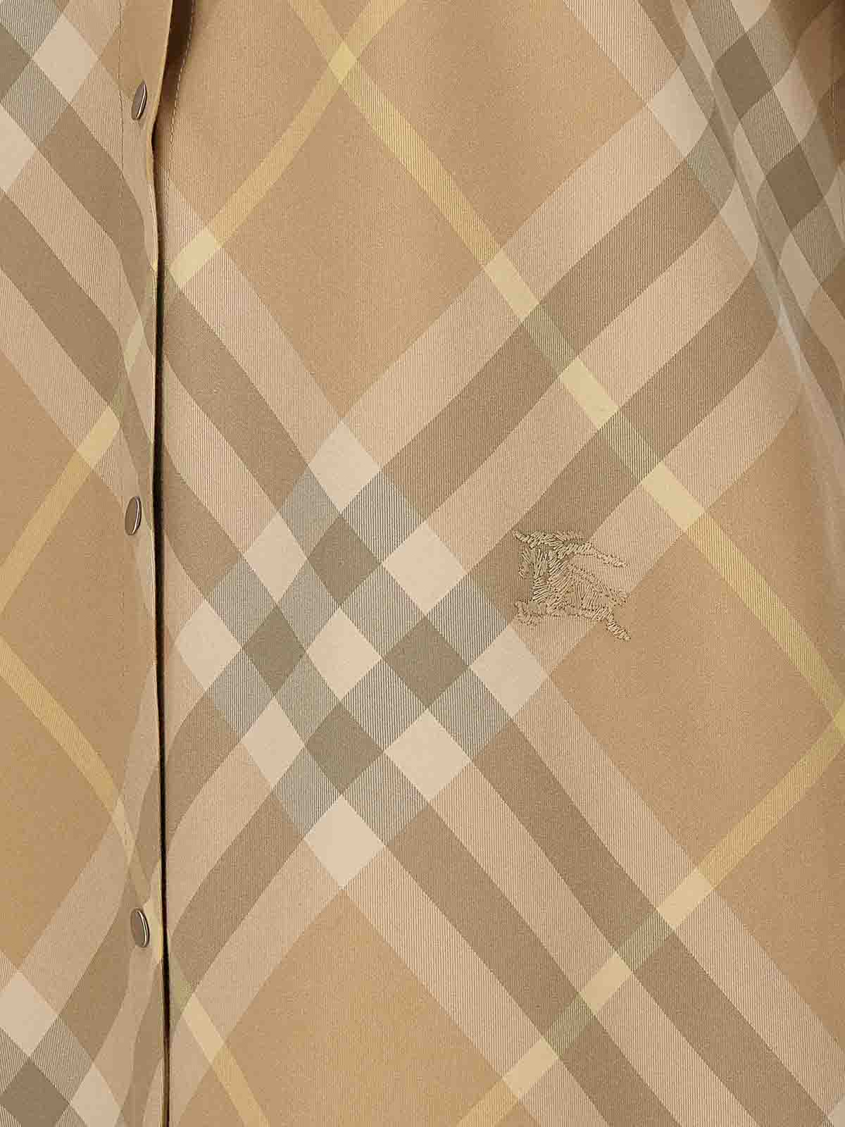 Shop Burberry Check Chemisier Dress In Beige