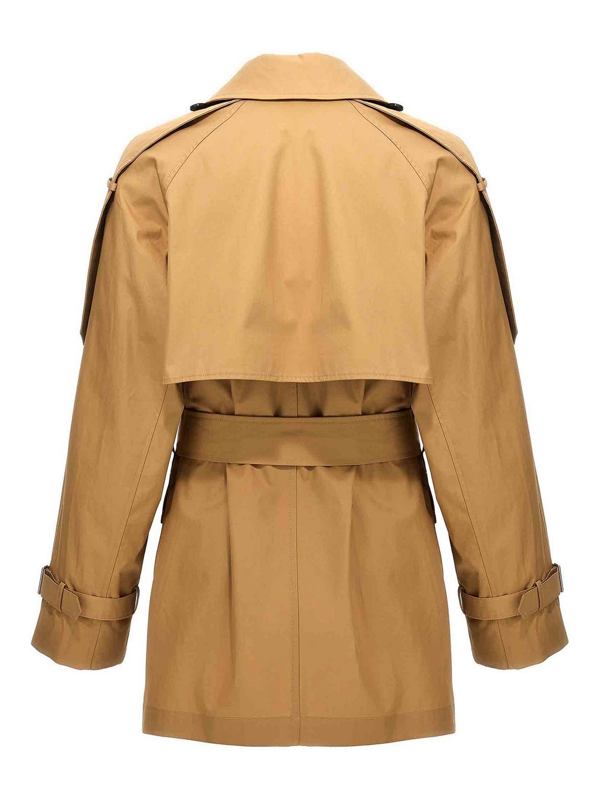 Shop Burberry Double-breasted Short Trench Coat In Beige