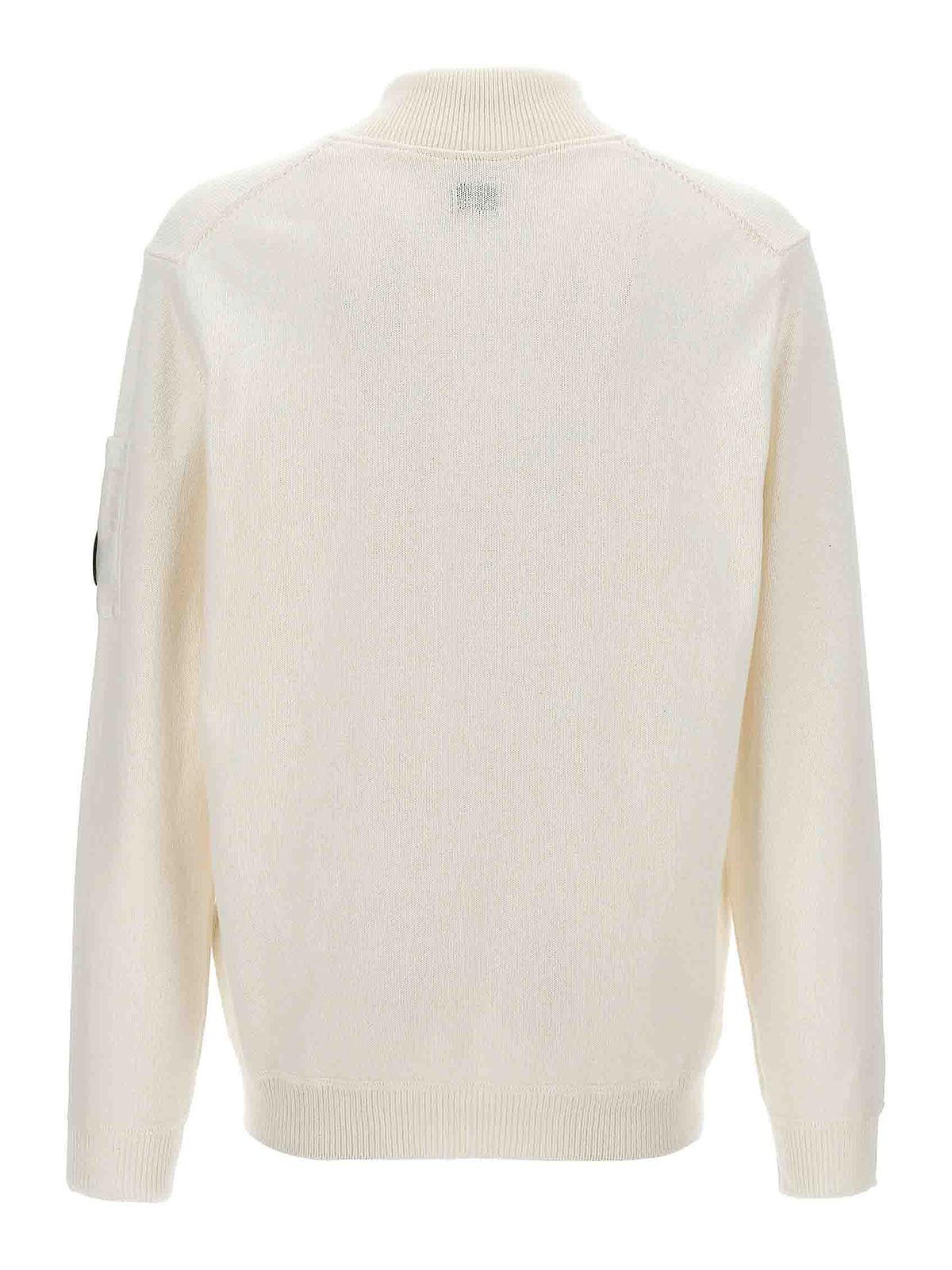 Shop C.p. Company Mixed Cardigan In White