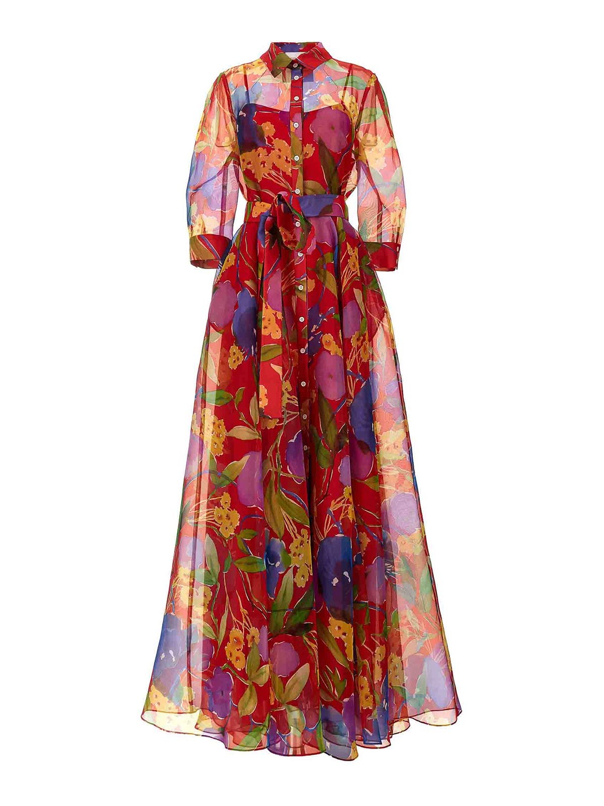 Shop Carolina Herrera Floral Evening Dress In Multicolour