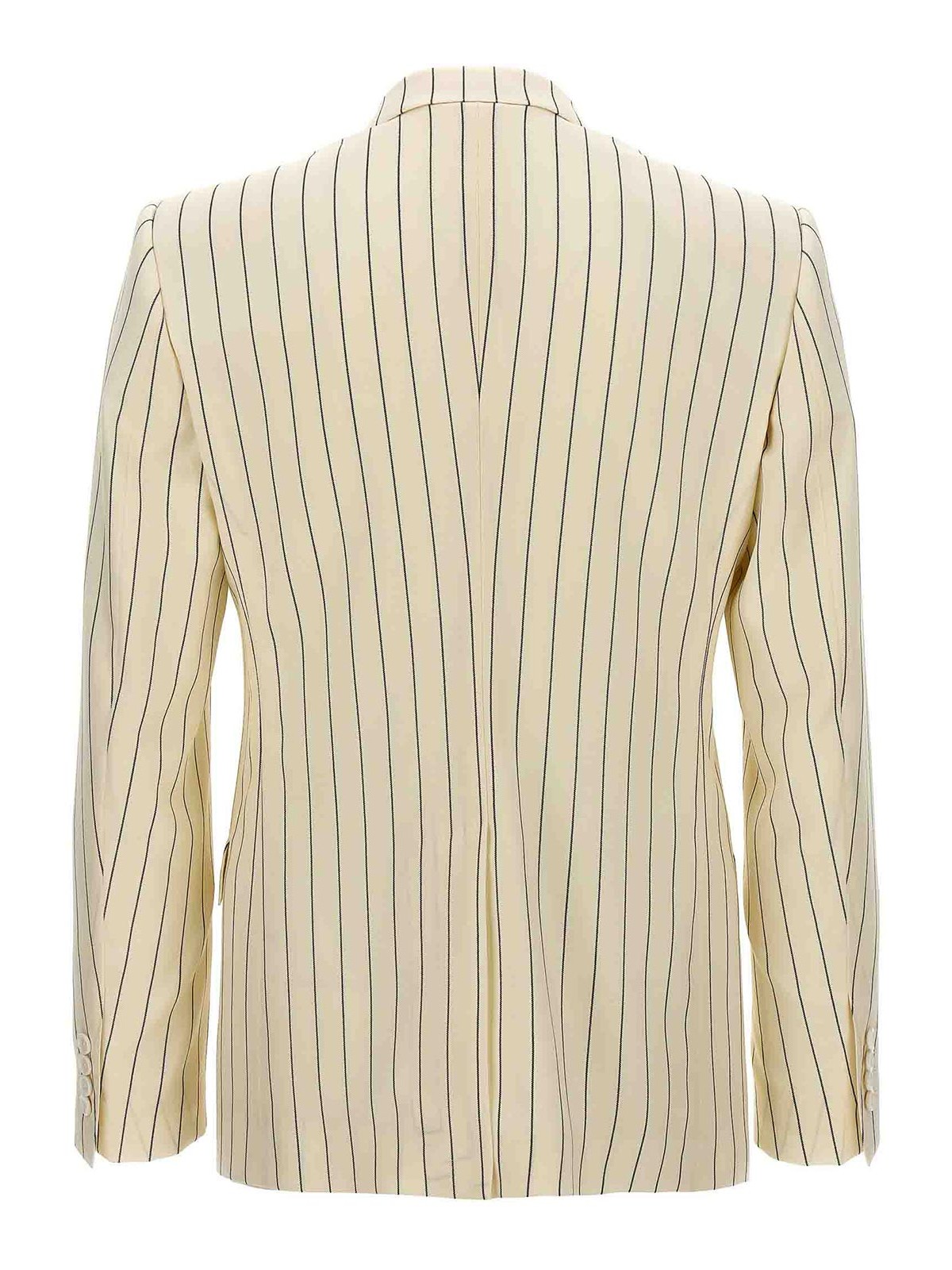 Shop Dolce & Gabbana Pinstriped Double-breasted Blazer In White