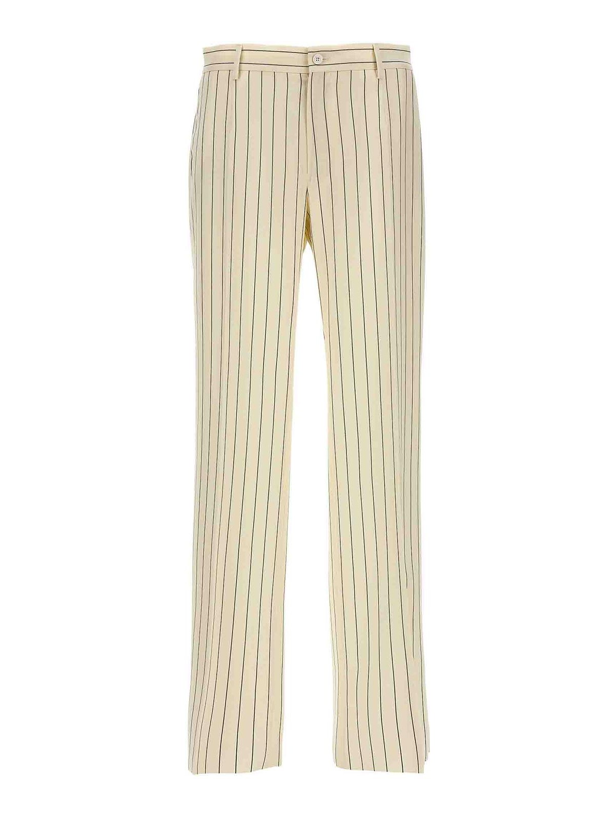 Shop Dolce & Gabbana Pinstripe Pants In White