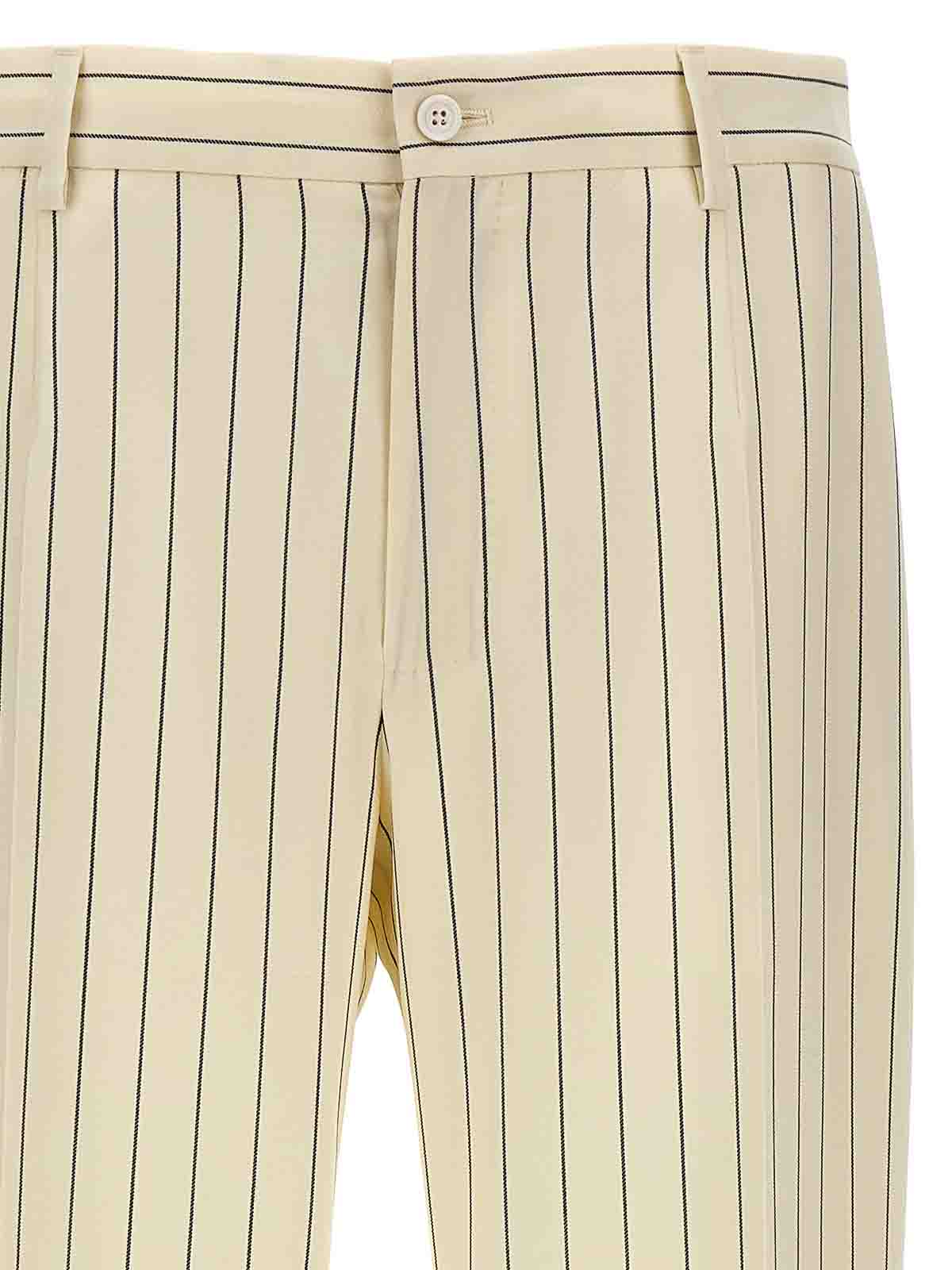 Shop Dolce & Gabbana Pinstripe Pants In White