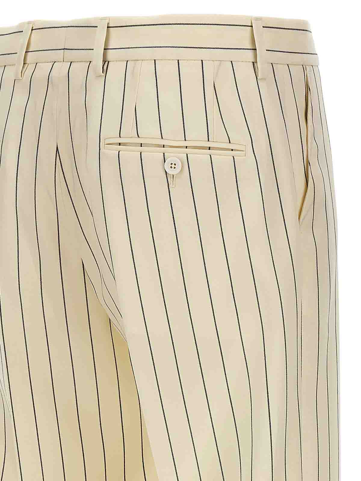 Shop Dolce & Gabbana Pinstripe Pants In White