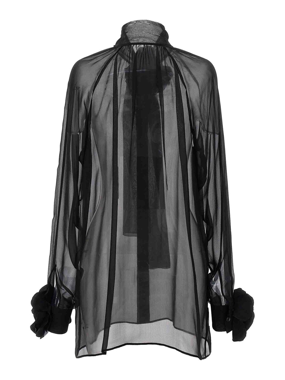 Shop Dolce & Gabbana Rose Chiffon Shirt In Black