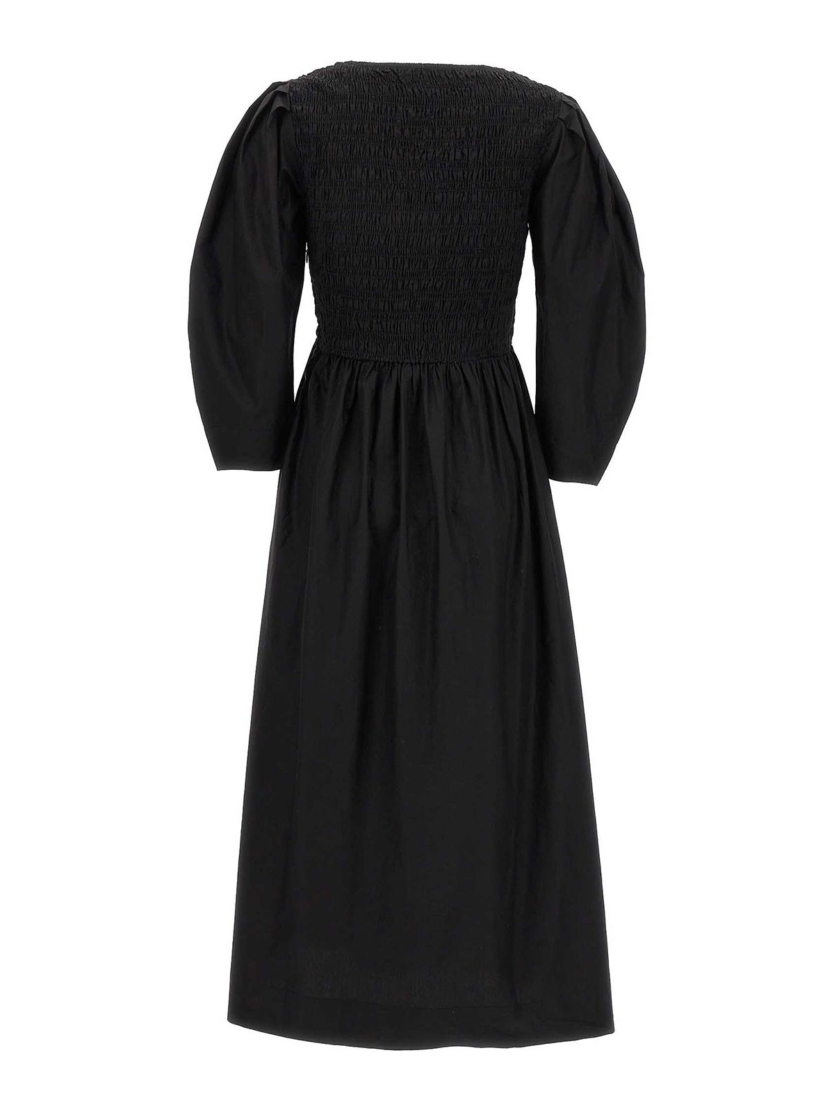 Shop Ganni Smock Stitch Dress In Black
