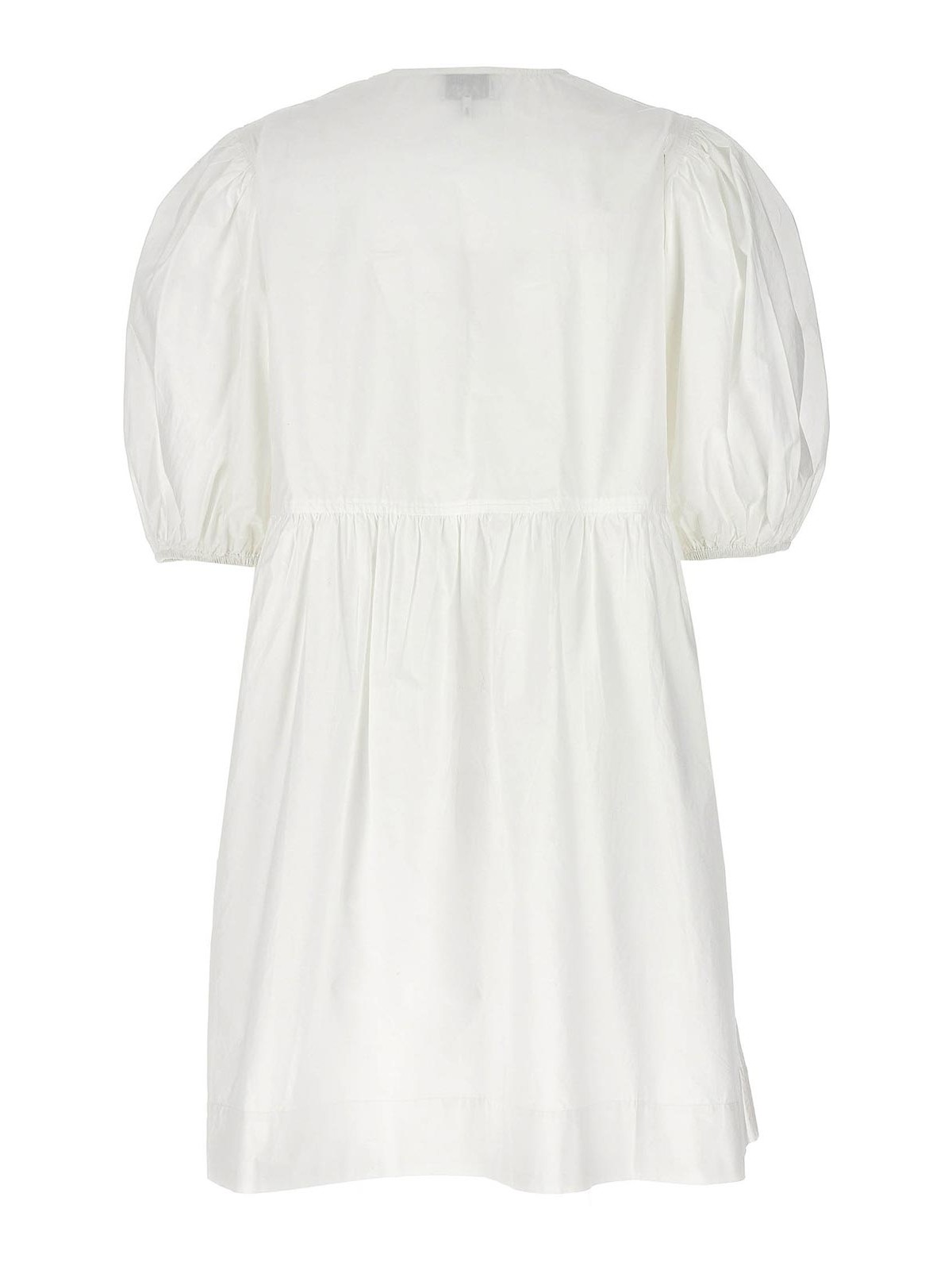 Shop Ganni Knot Poplin Dress In White