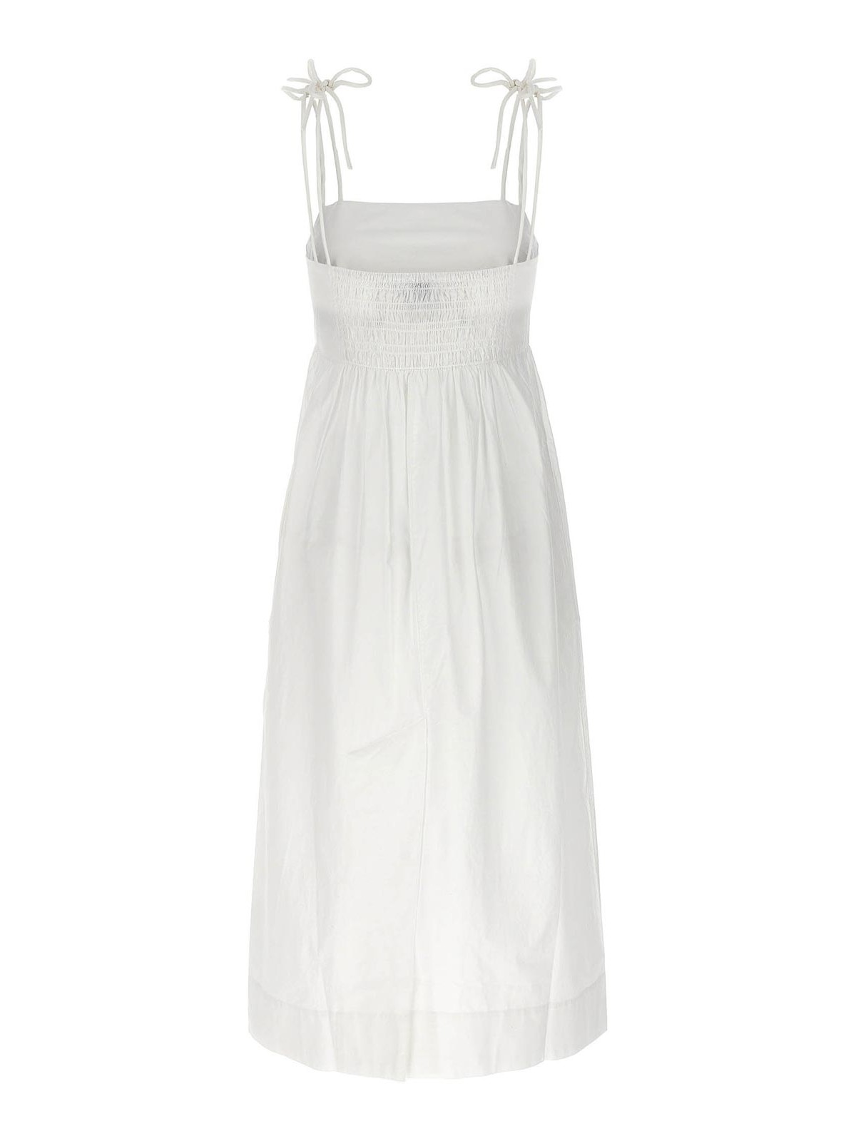 Shop Ganni Bow Midi Dress In White
