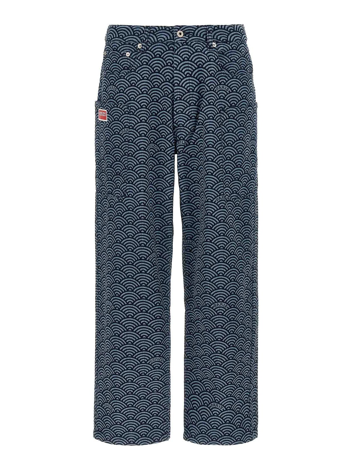 Shop Kenzo Seigaiha Jeans In Blue