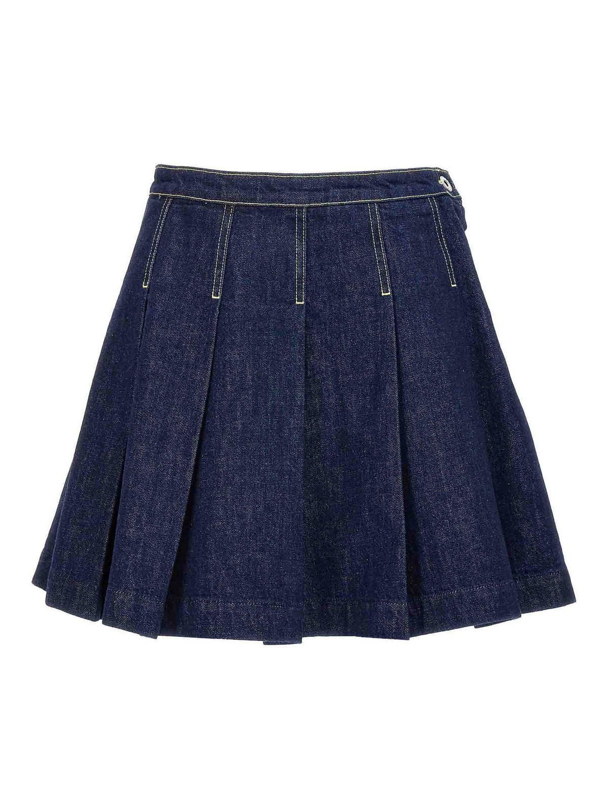 Shop Kenzo Solid Fit&flare Skirt In Blue