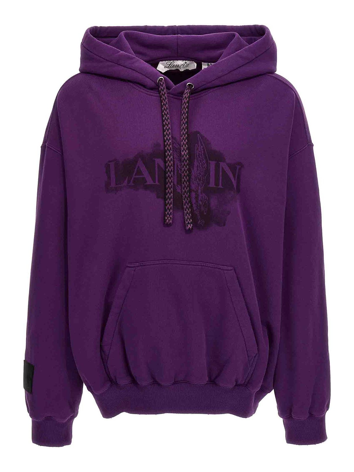 Shop Lanvin Logo Print Hoodie In Purple