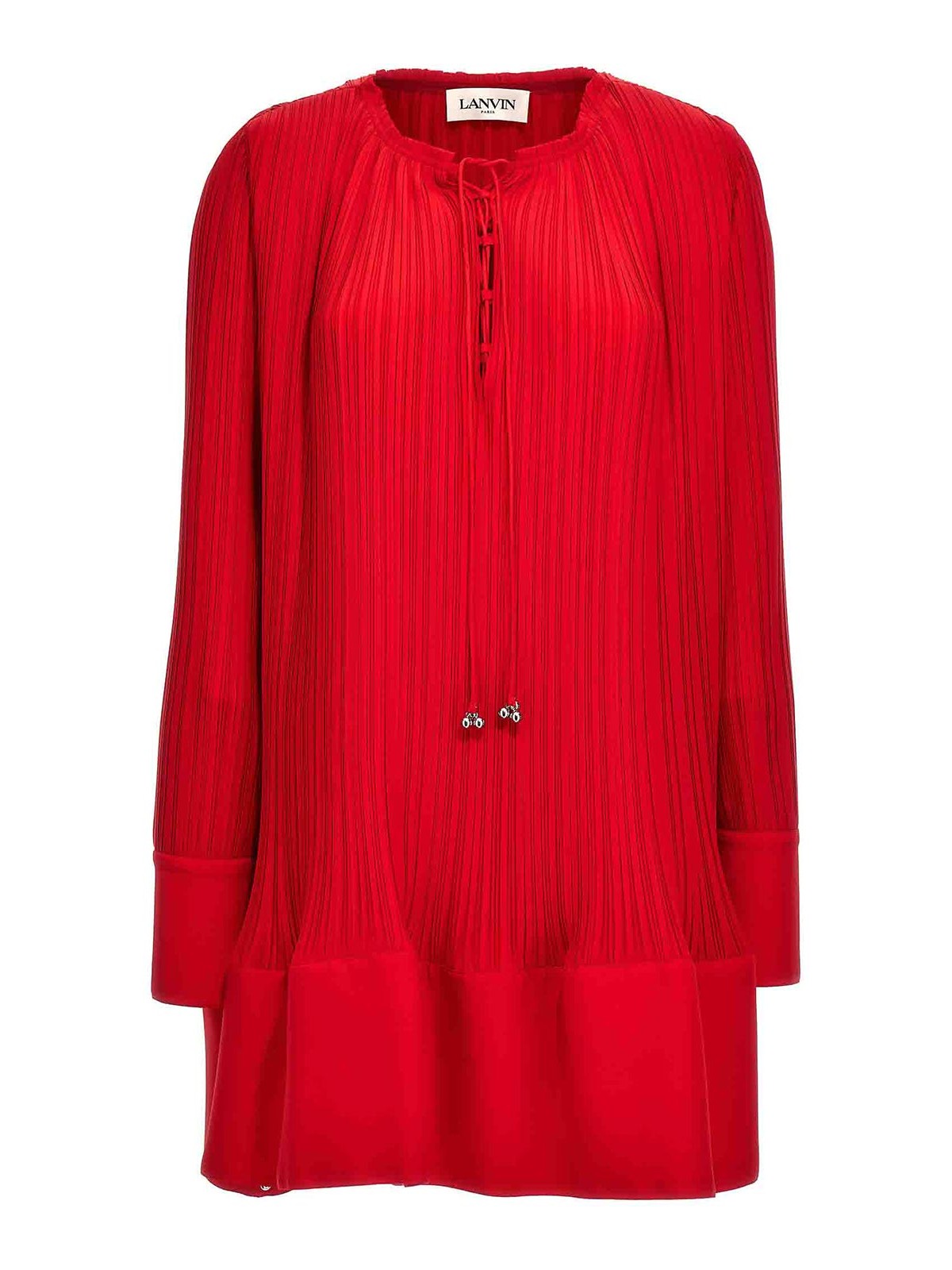 Lanvin Flared Pleated Dress In Red