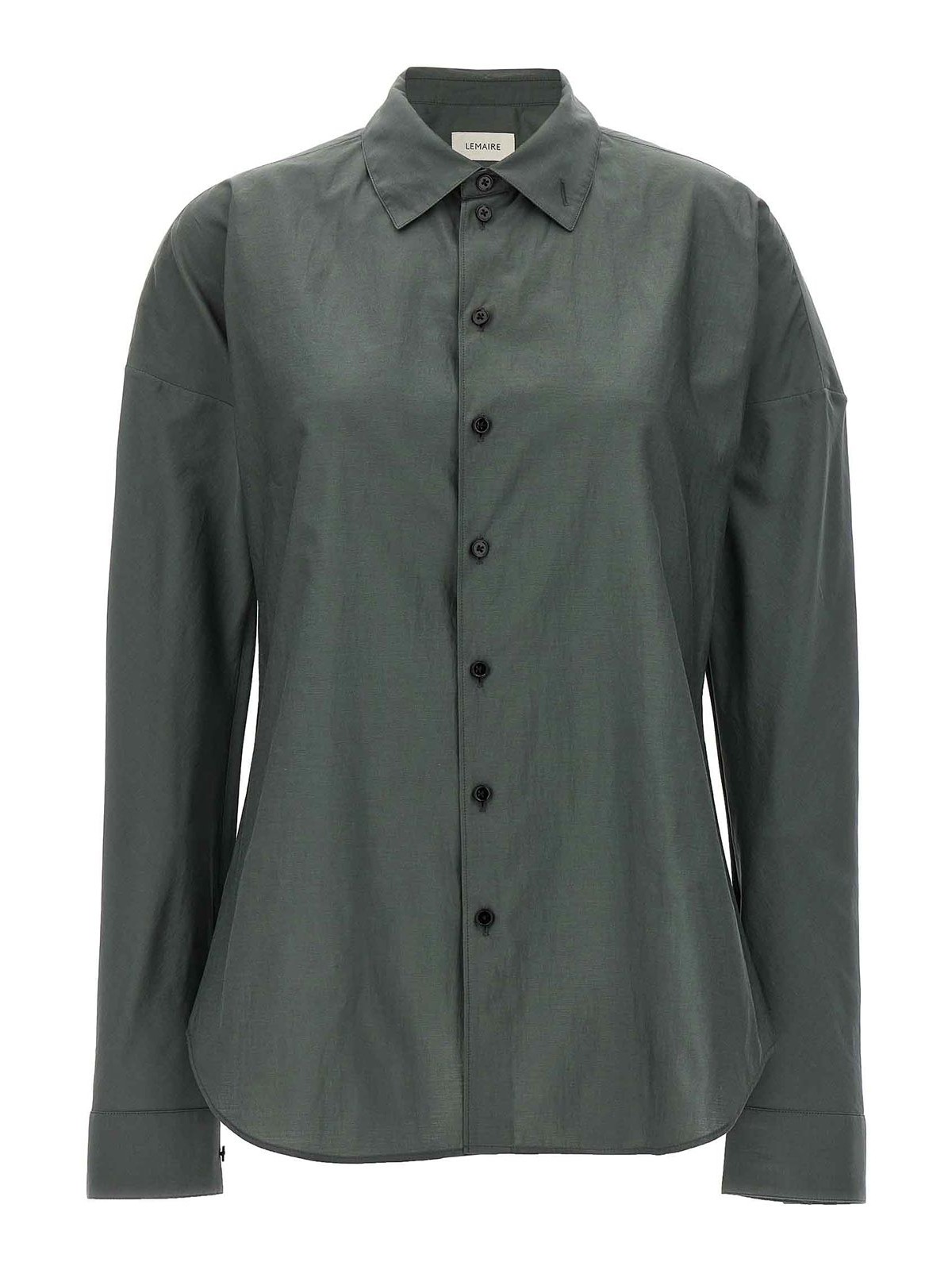 Shop Lemaire Fitted Band Collar Shirt In Grey