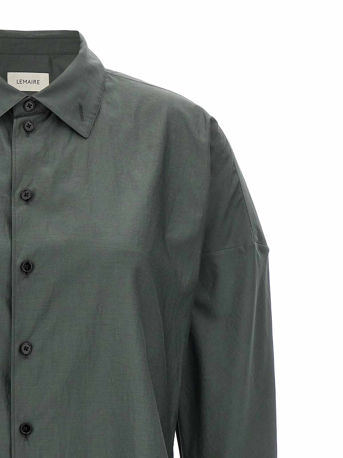 Shop Lemaire Fitted Band Collar Shirt In Grey
