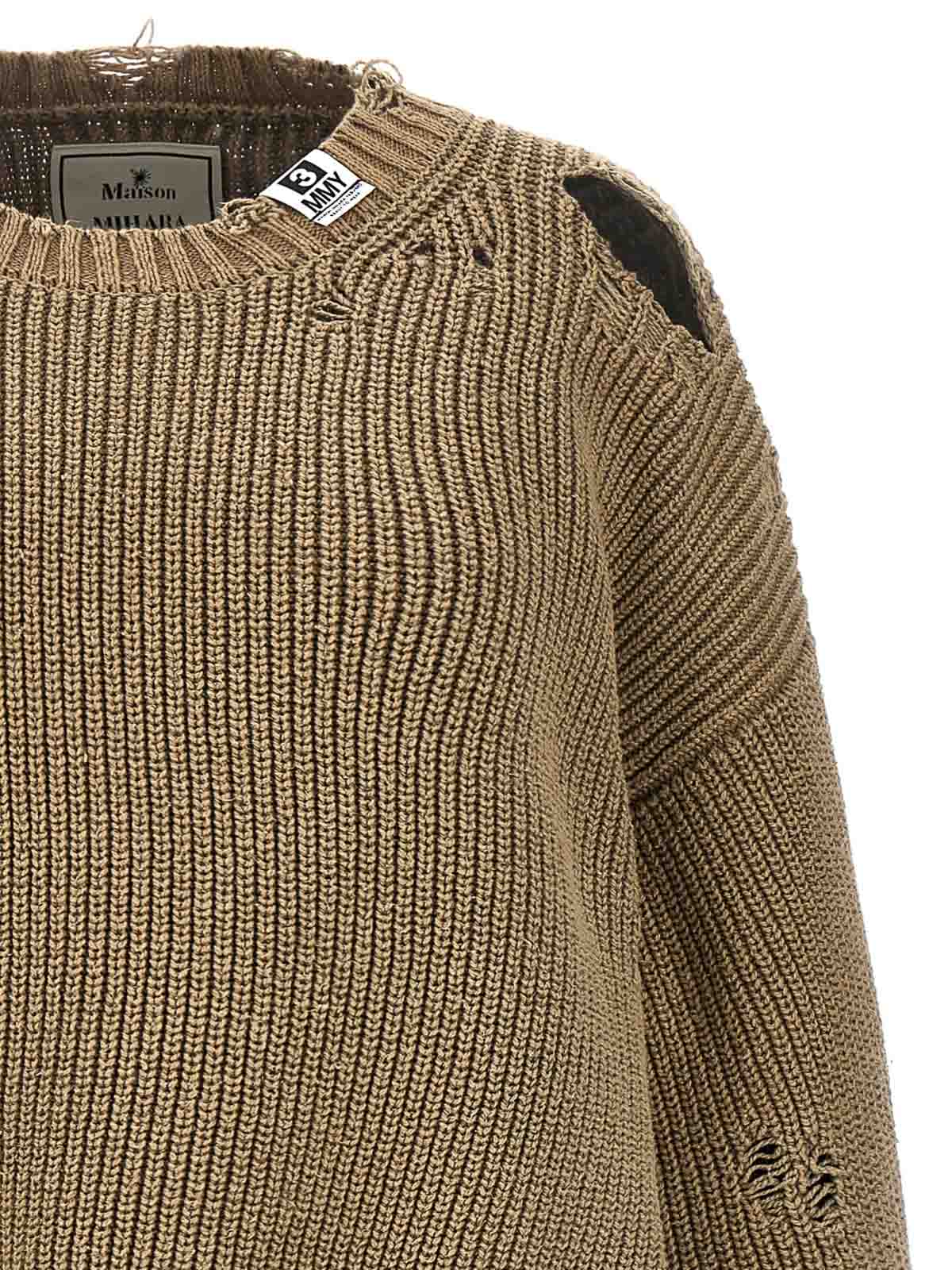Maison Mihara Yasuhiro Destroyed Sweater - Green|J12SW502KHAKI