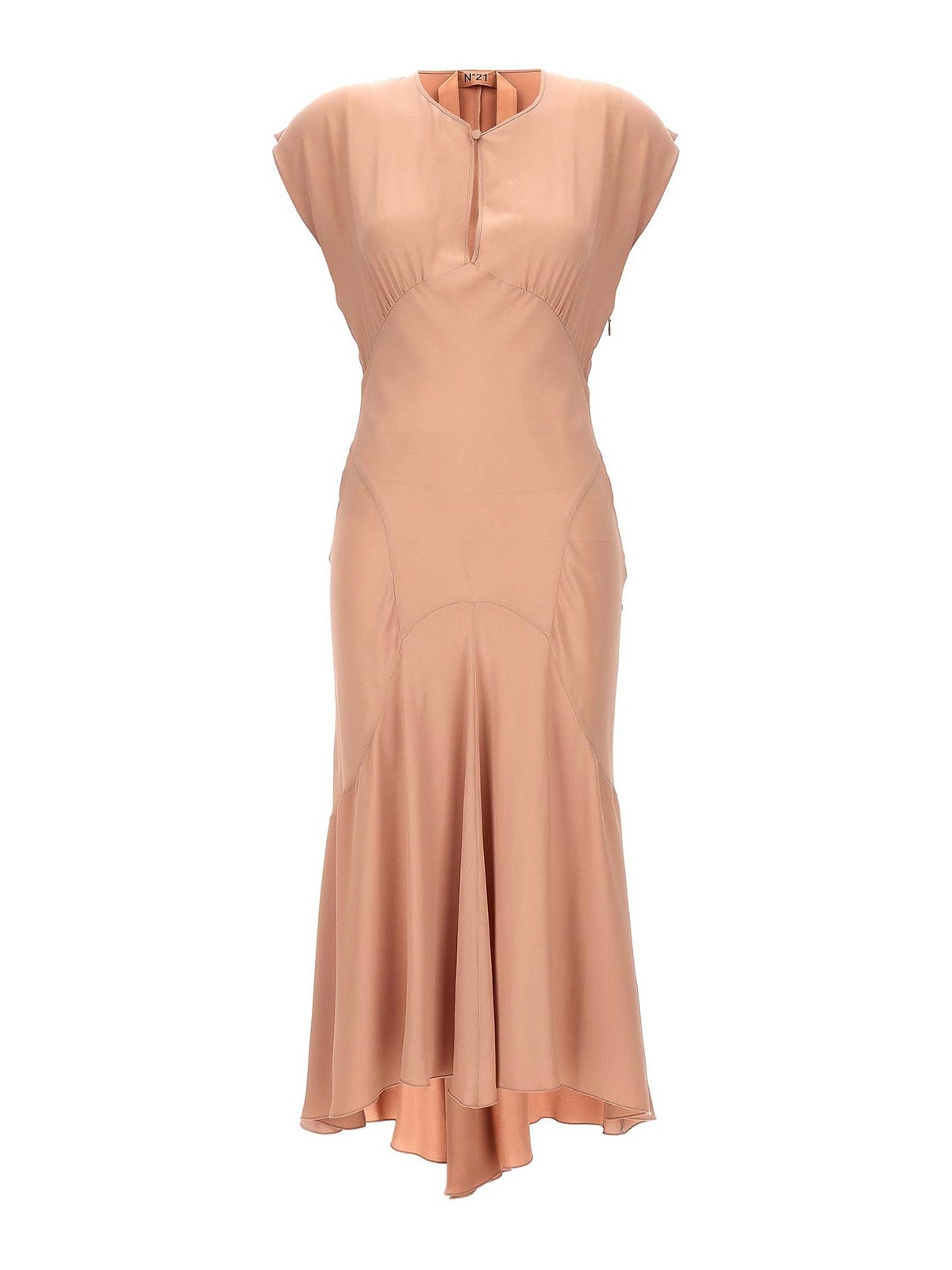 Shop N°21 Crepe Midi Dress In Nude & Neutrals