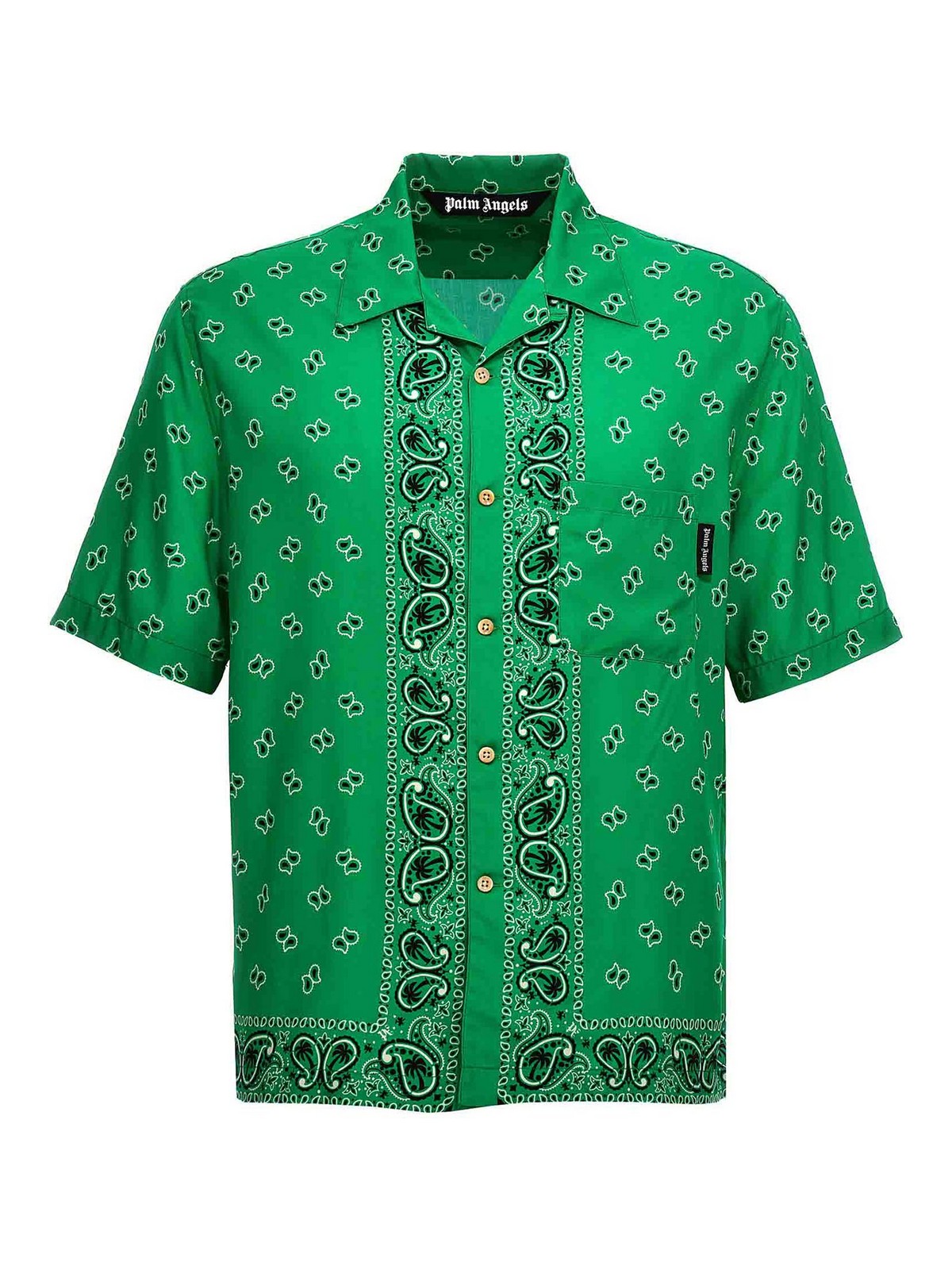 Shop Palm Angels Paisley Shirt In Green