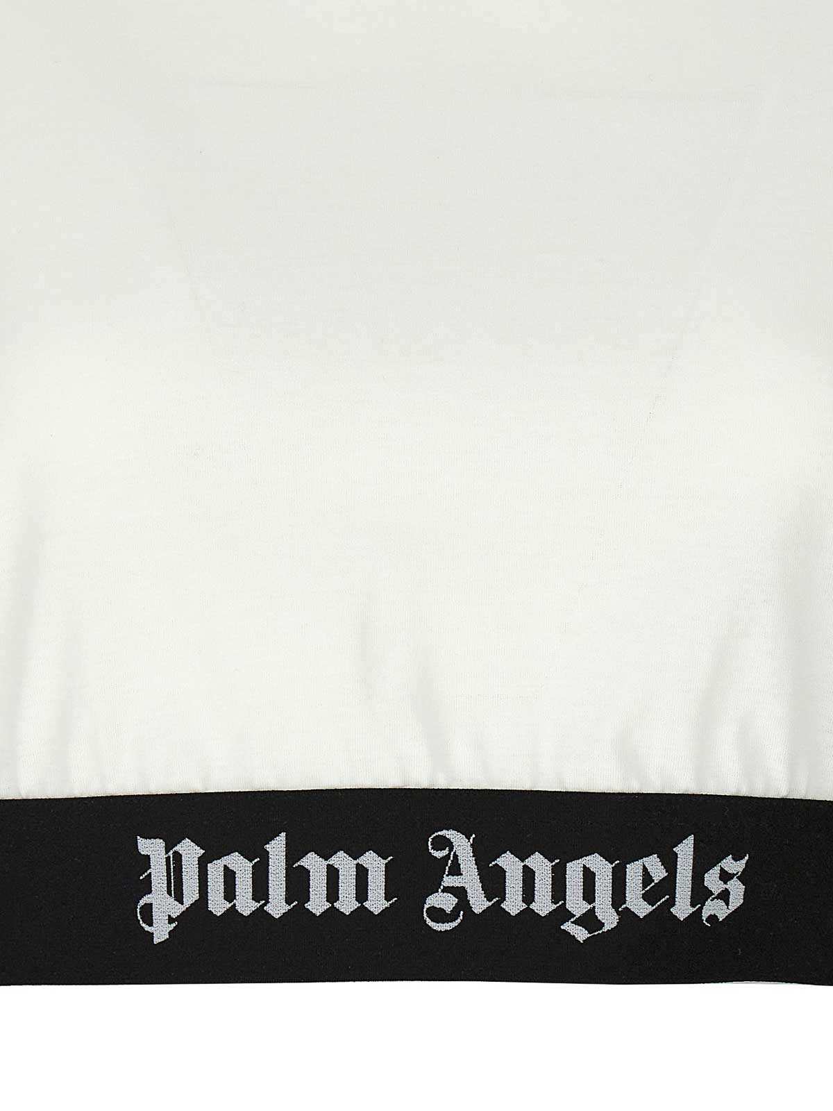 Shop Palm Angels Logo Tape Crop T-shirt In White