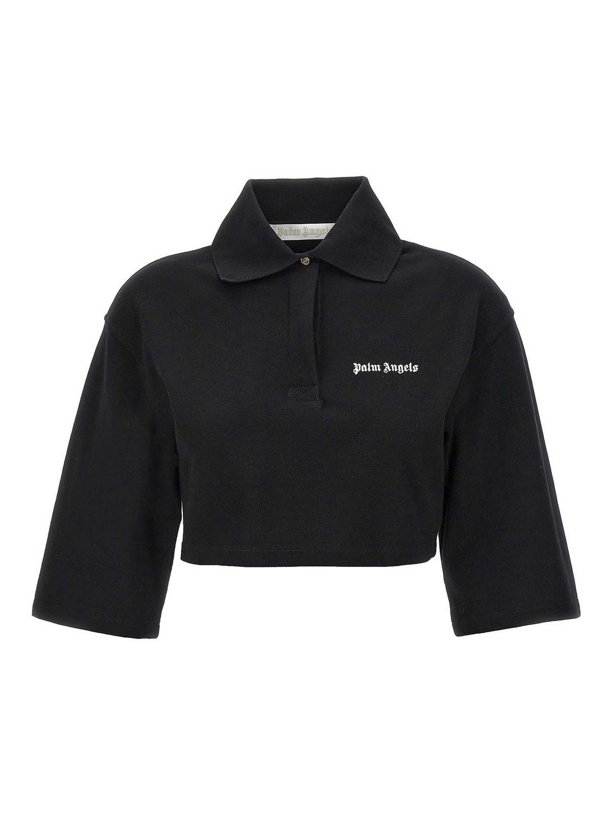 Palm Angels Crop Polo Shirt In Black