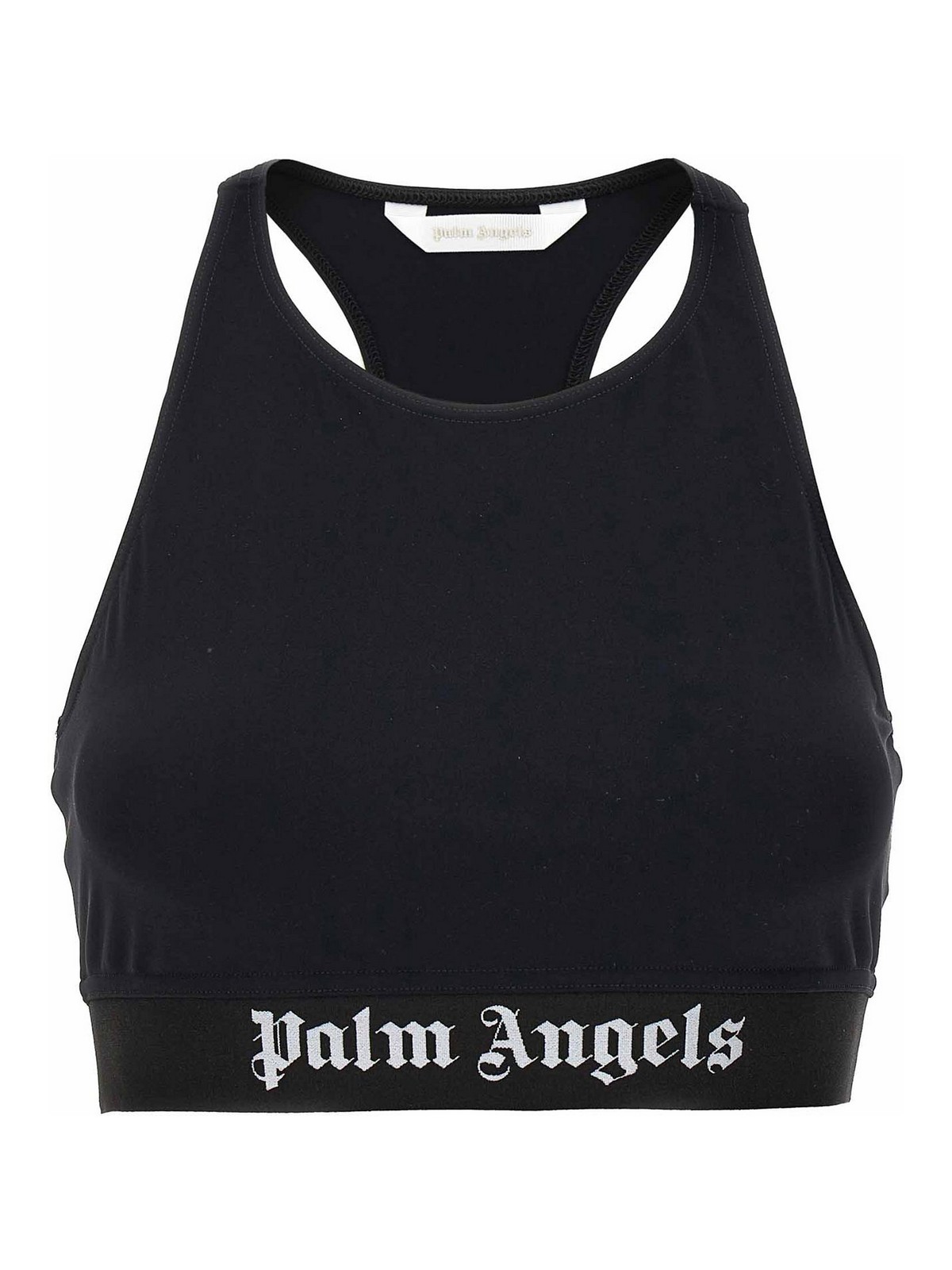 Shop Palm Angels Logo Sports Top In Black