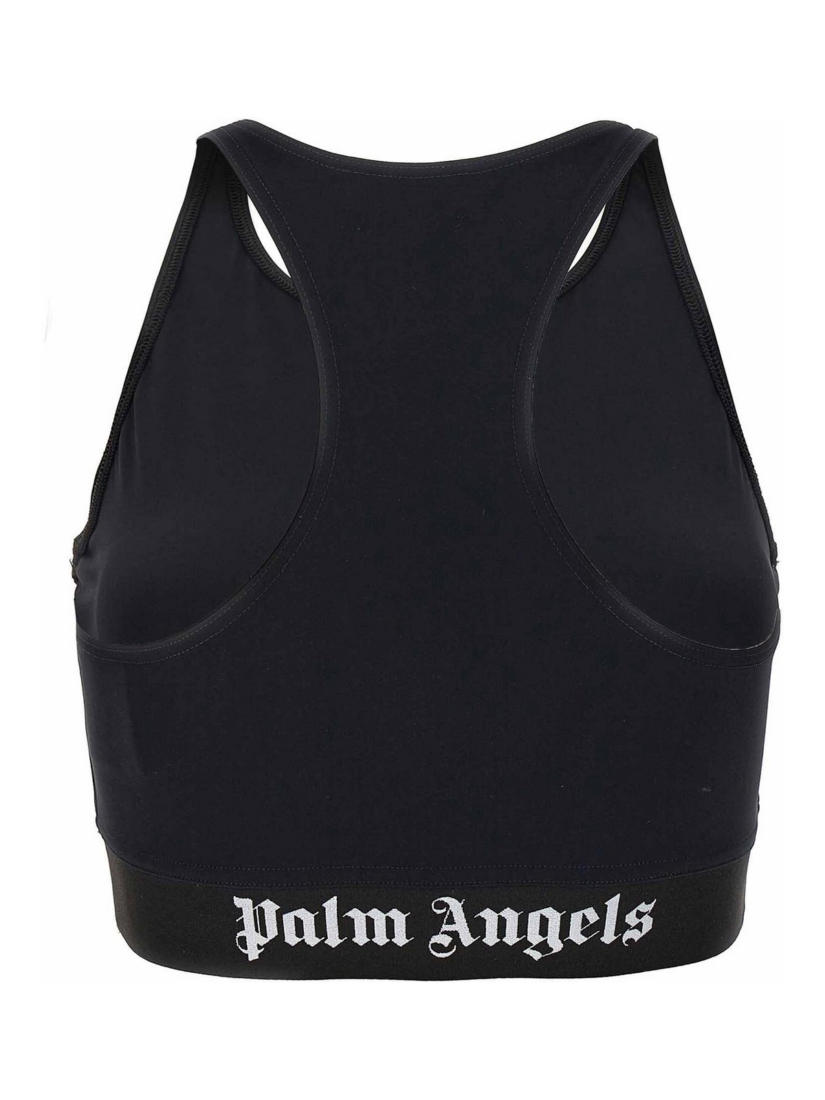 Shop Palm Angels Logo Sports Top In Black