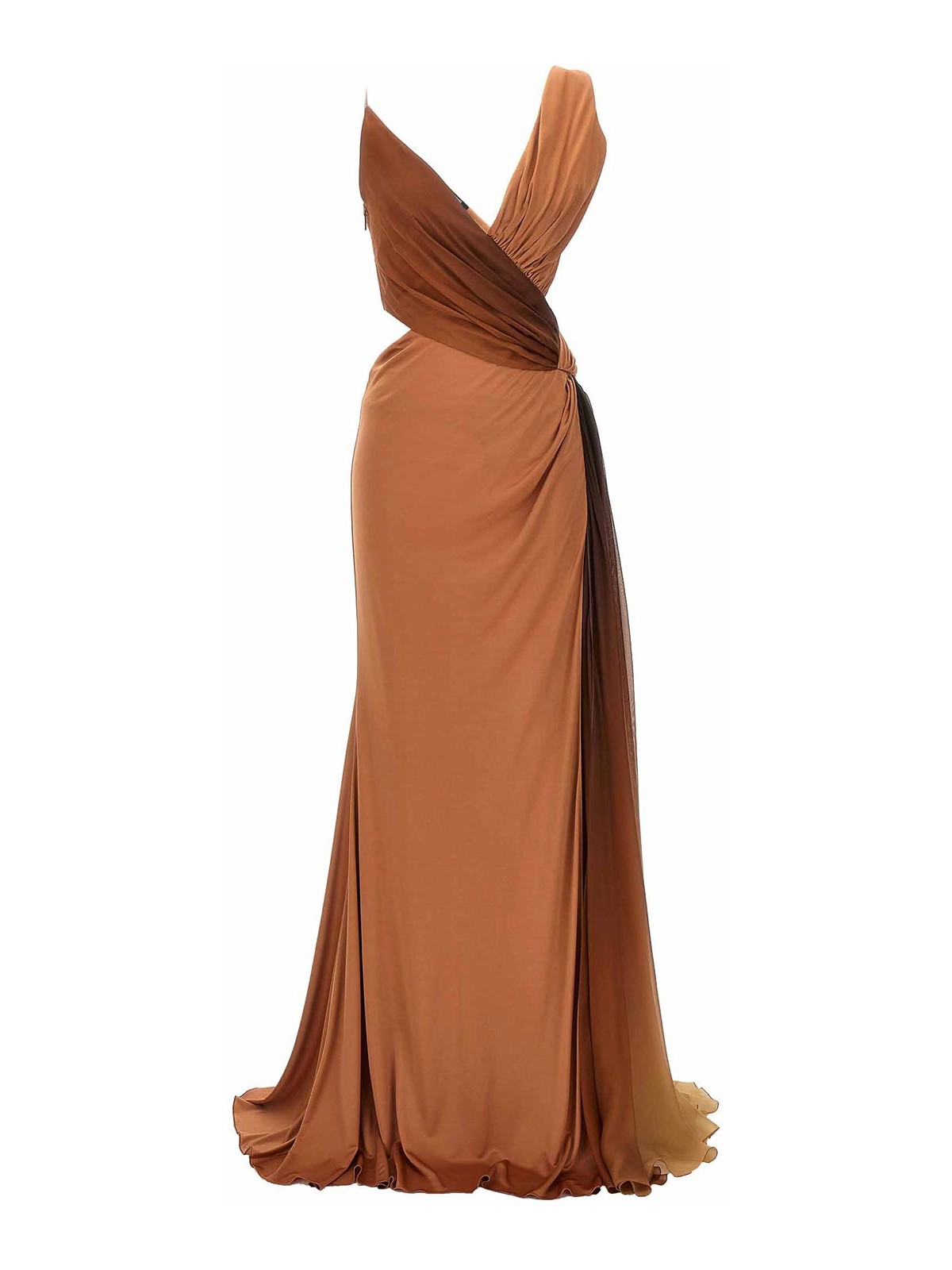 Roberto Cavalli Draped Dress In Brown