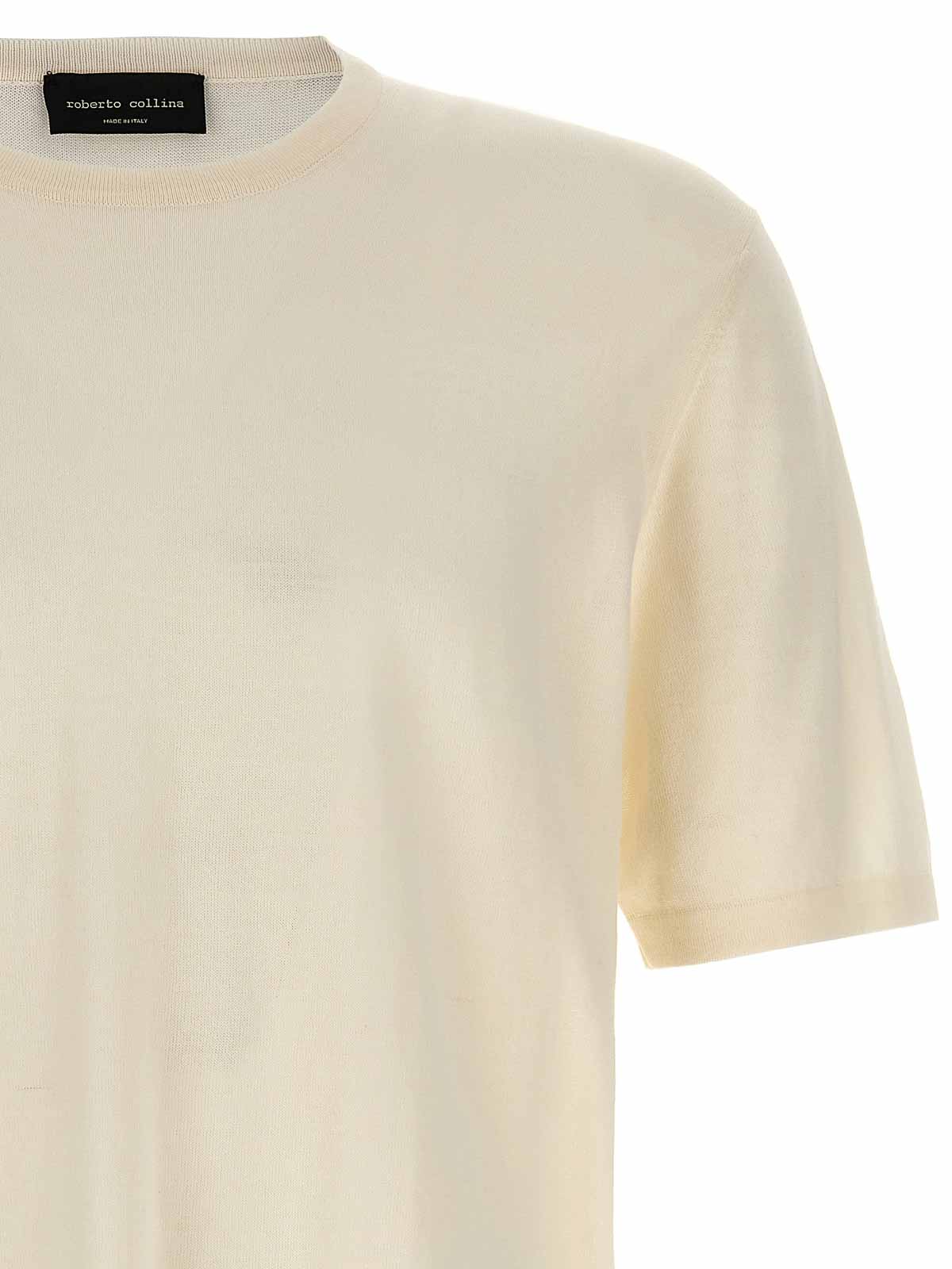 Shop Roberto Collina Cotton Crepe T-shirt In Blanco