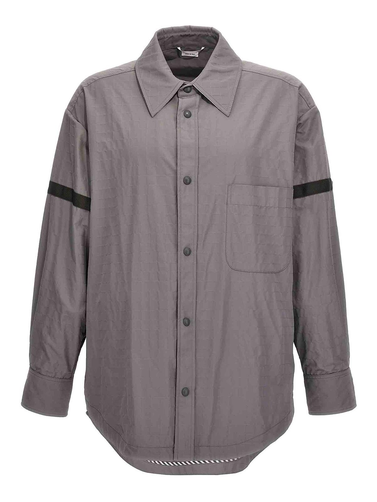 Thom Browne Snap Front Overshirt In Gray