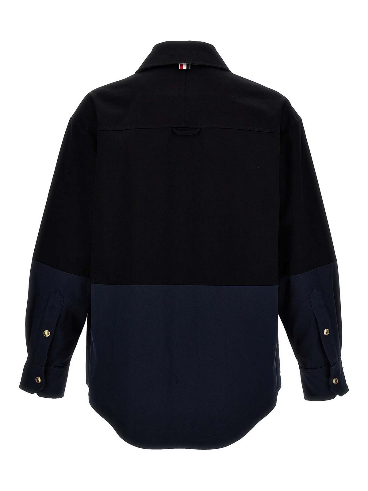 Shop Thom Browne Combo Snap Overshirt In Blue