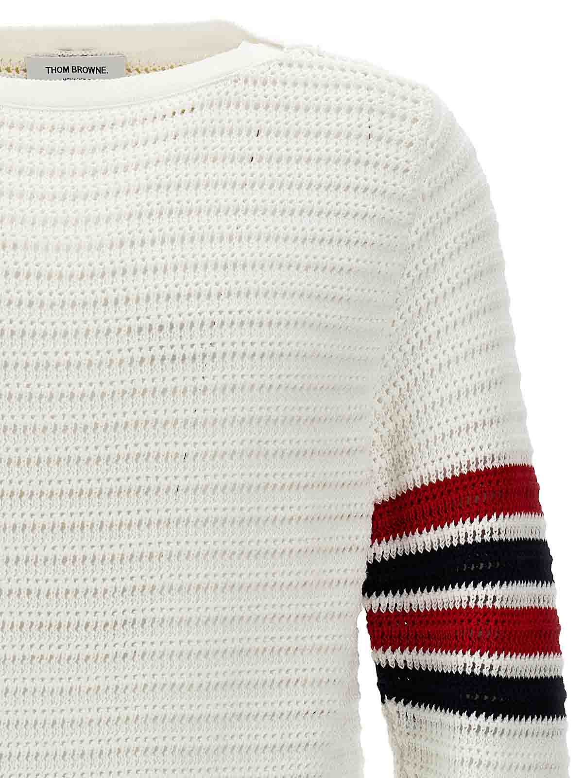 Shop Thom Browne Suéter Cuello Redondo - 4 Bar In White