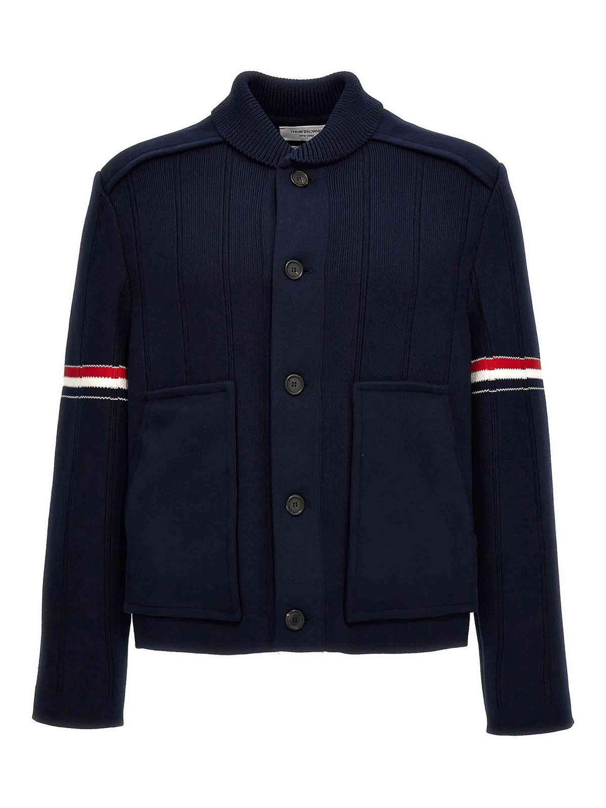 Thom Browne Double Face Shawl Collar Cardigan In Blue