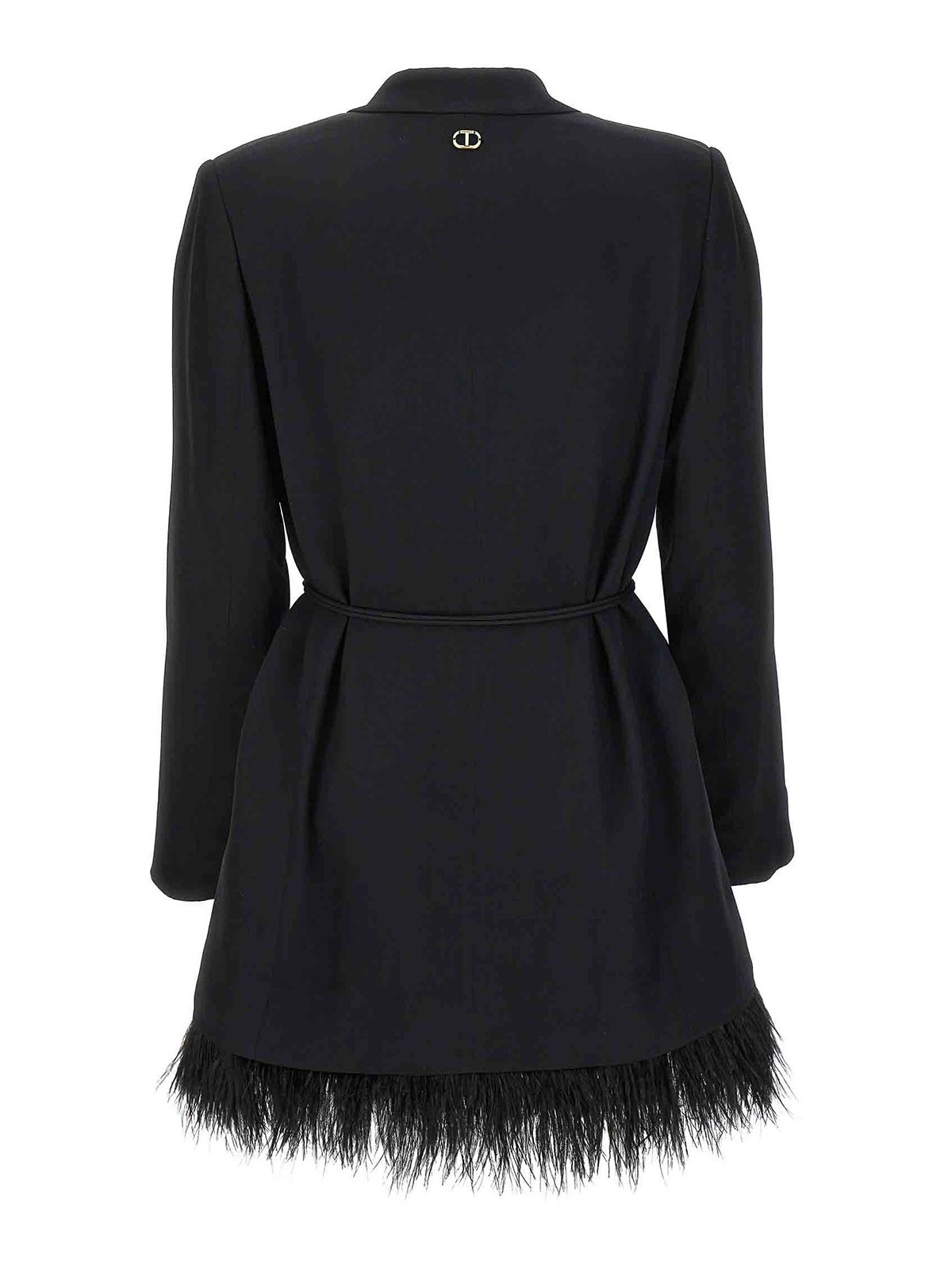 Twinset Feather Blazer Dress - Black - Women
