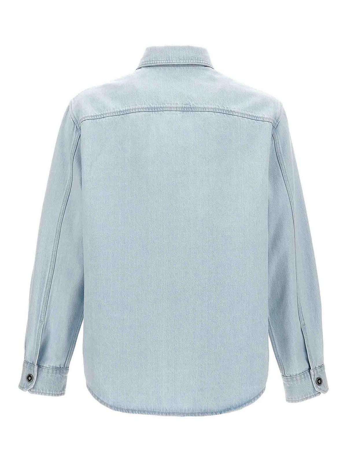 Shop Versace Denim Shirt In Light Blue