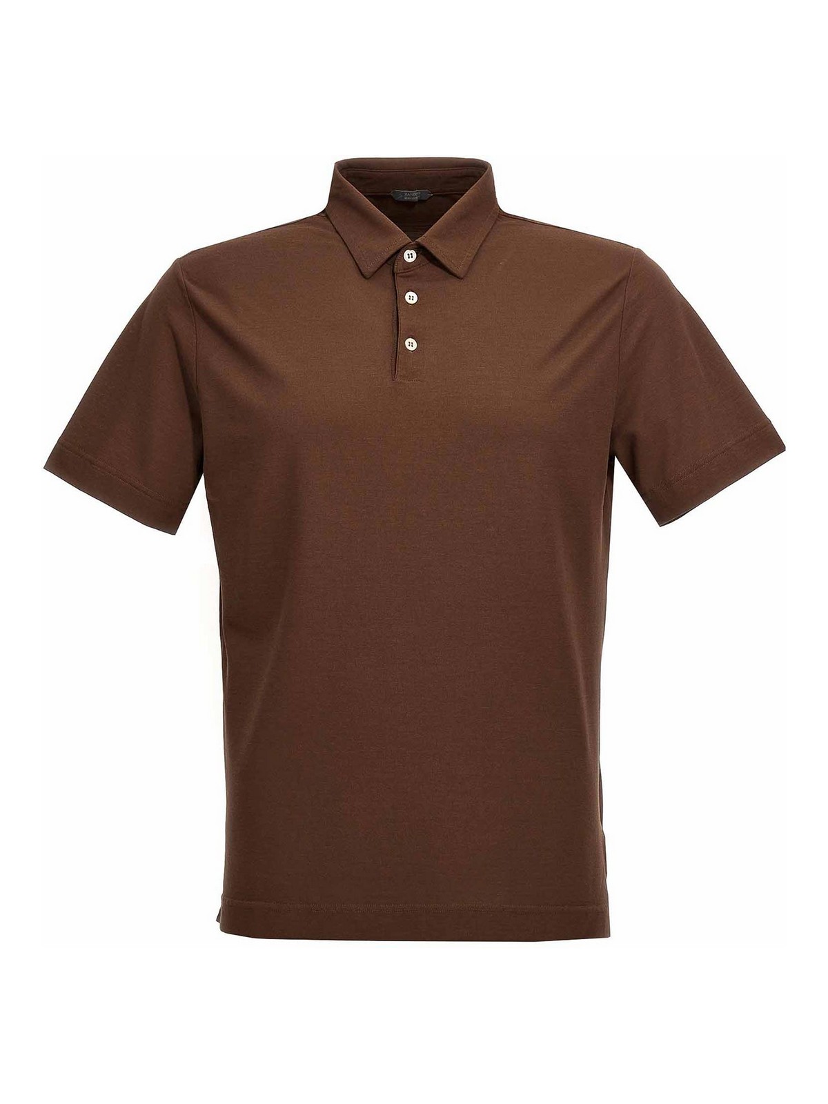 Shop Zanone Ice Cotton Polo Shirt In Brown