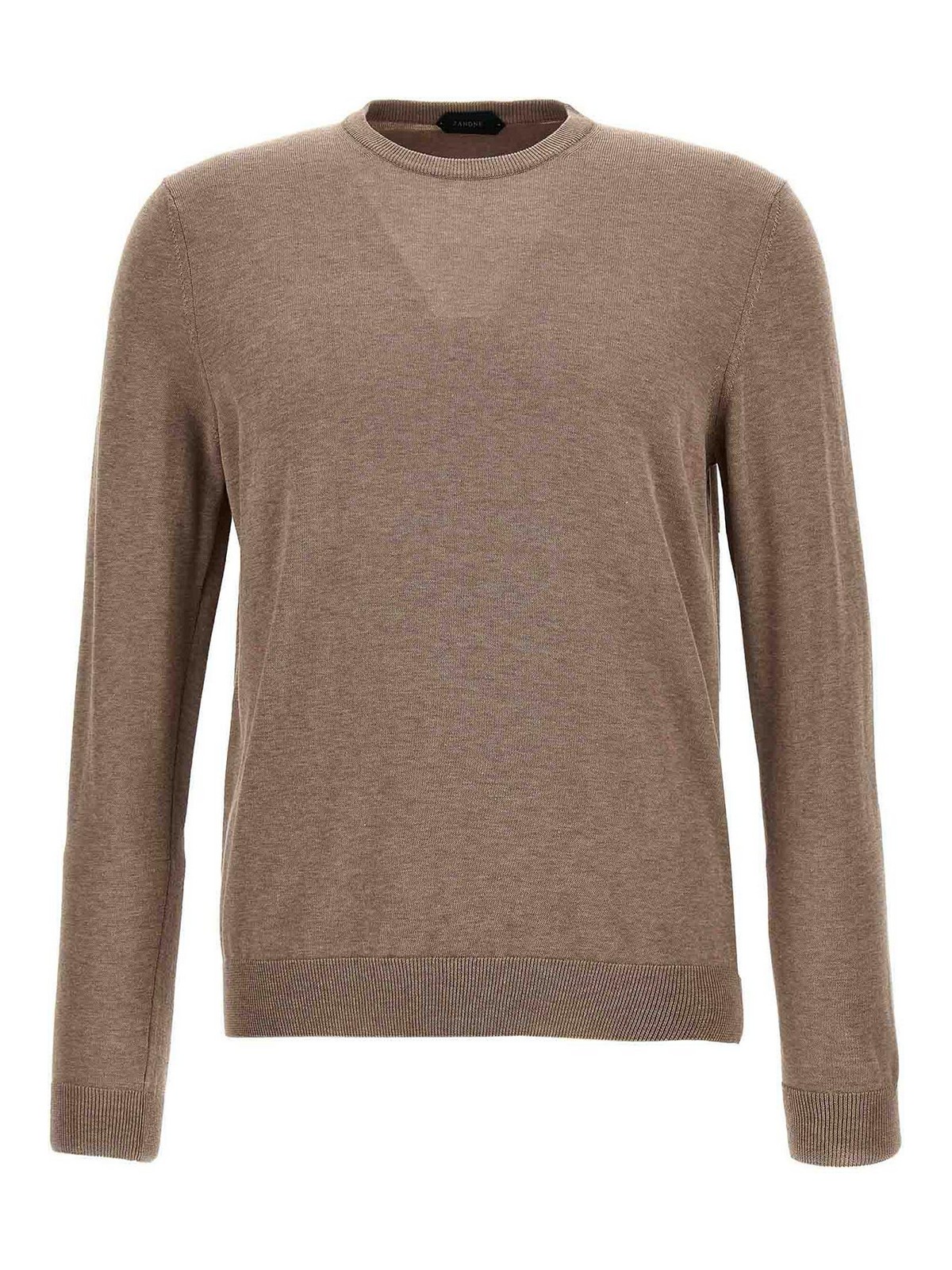 Shop Zanone Cotton Crepe Sweater In Beige