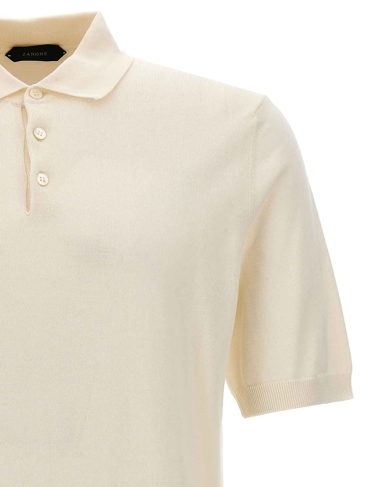 Shop Zanone Cotton Polo Shirt In Blanco