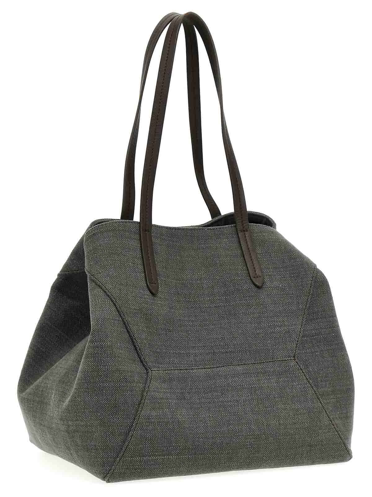 Shop Brunello Cucinelli Canvas Bag In Grey