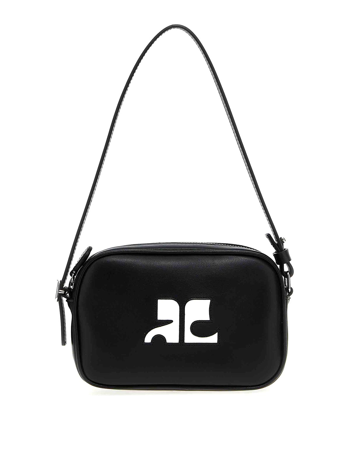 Courrèges Slim Leather Camera Bag In Black