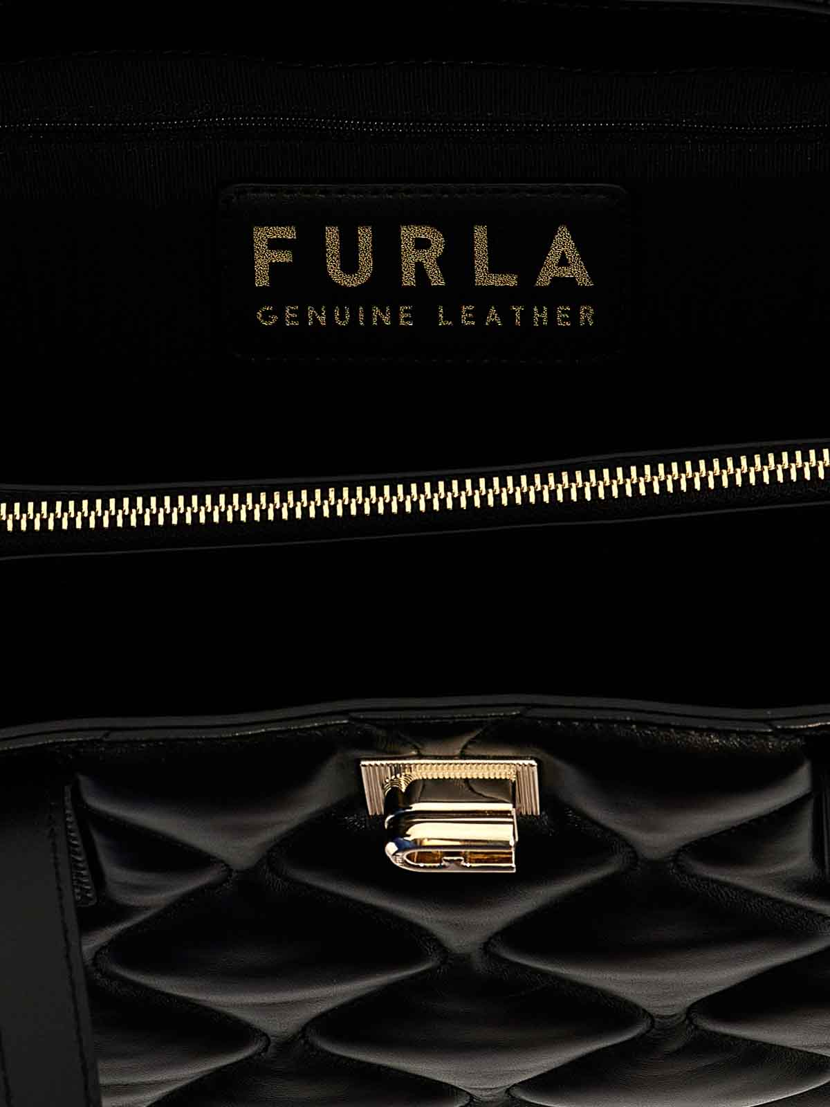 Shop Furla Quilted Totes In Black