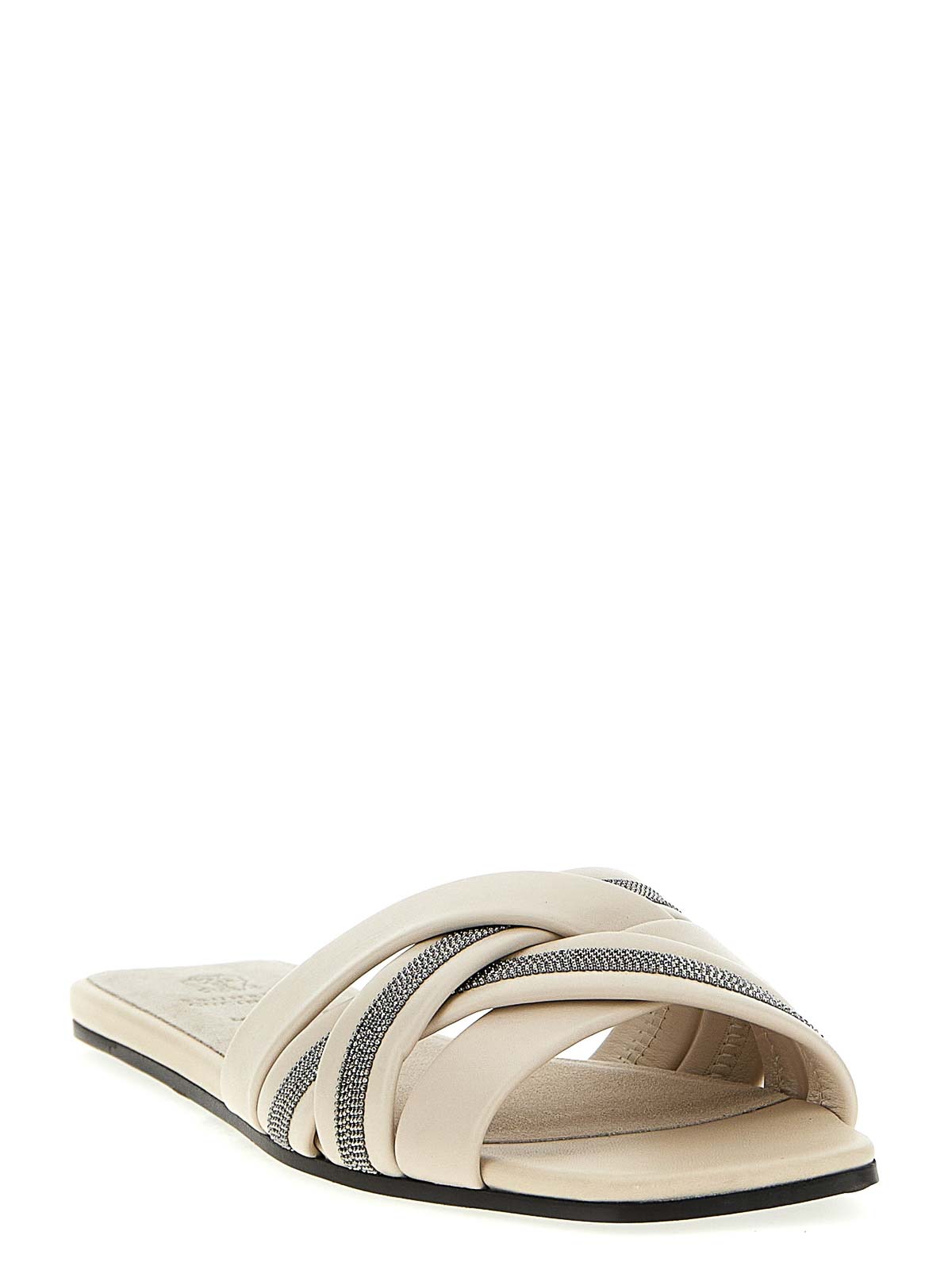 Shop Brunello Cucinelli Leather Sandals In White