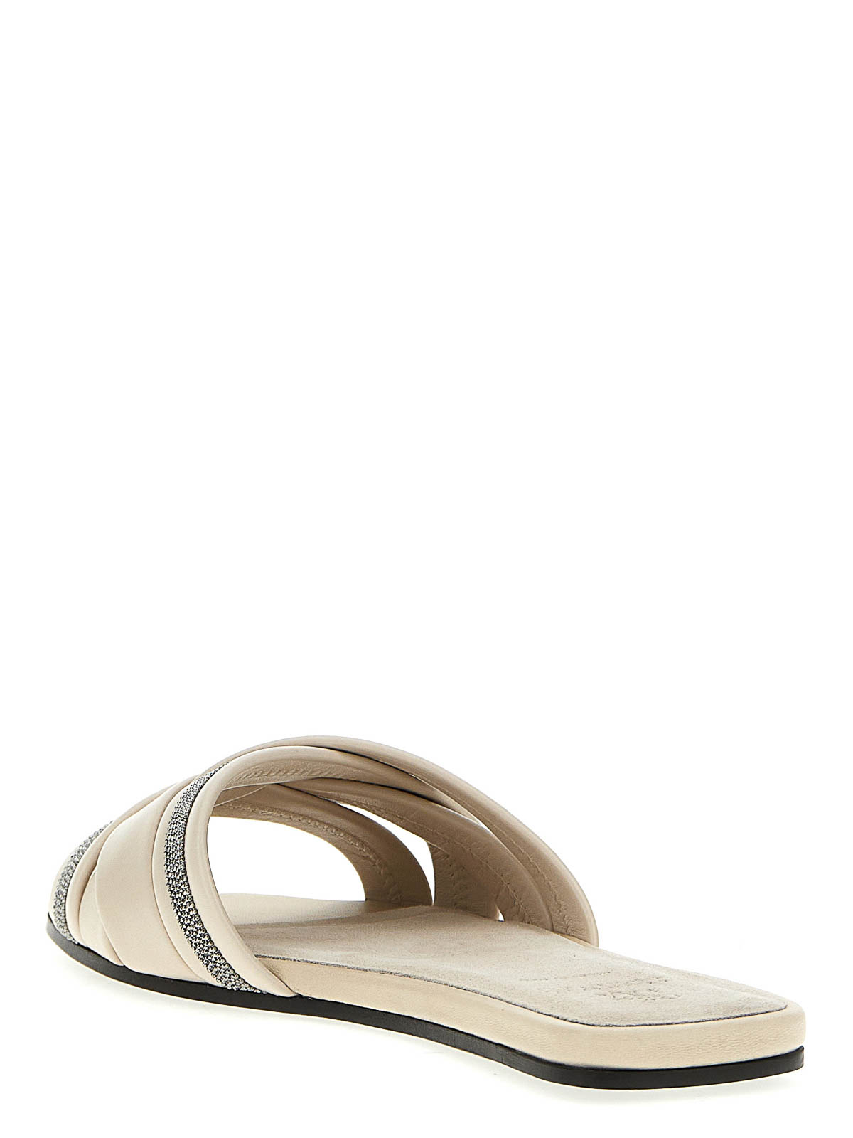 Shop Brunello Cucinelli Leather Sandals In White
