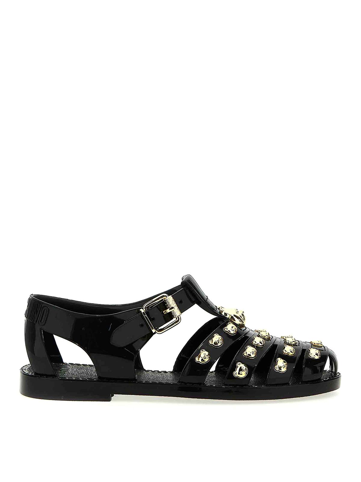 Shop Moschino Jelly Sandals In Black
