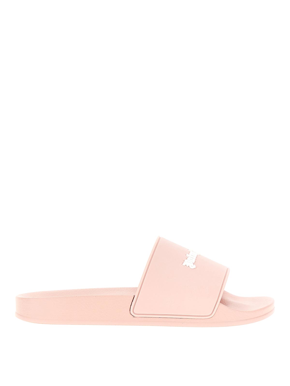 Shop Palm Angels Essential Logo Slides In Nude & Neutrals