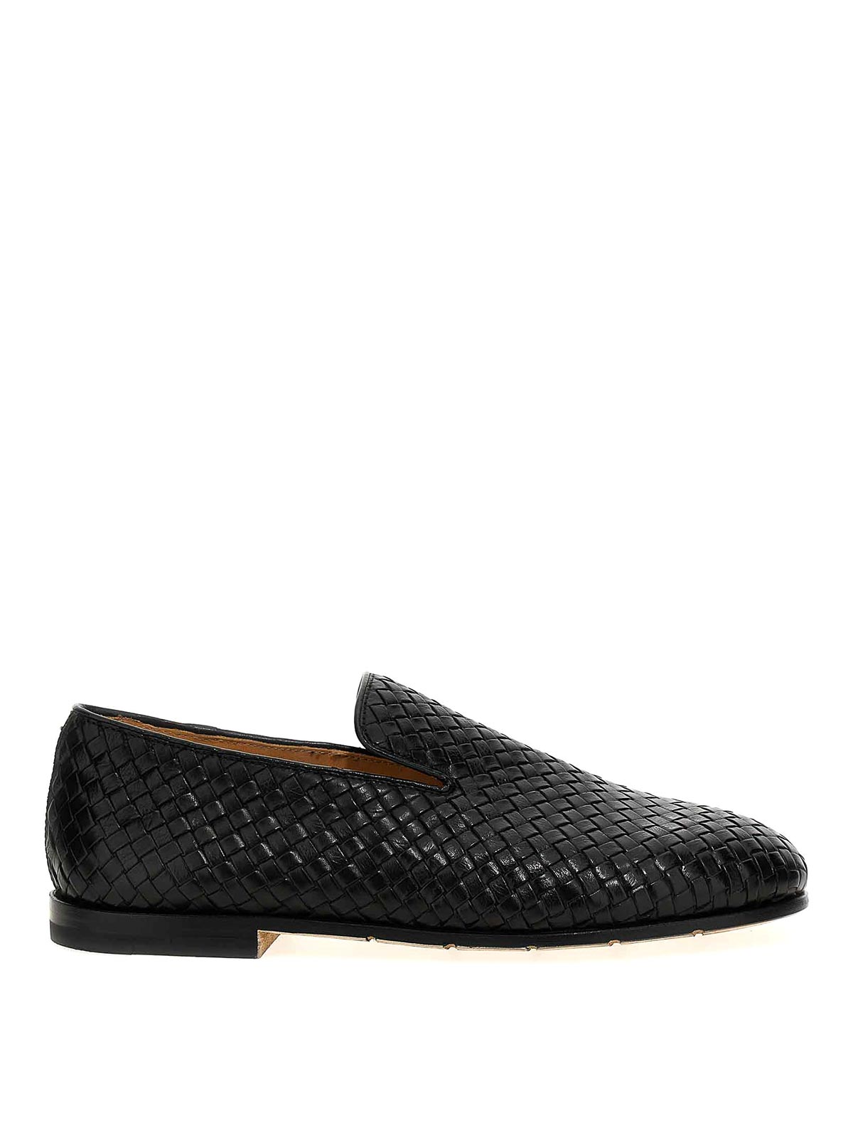 Shop Premiata Braided Leather Loafers In Black